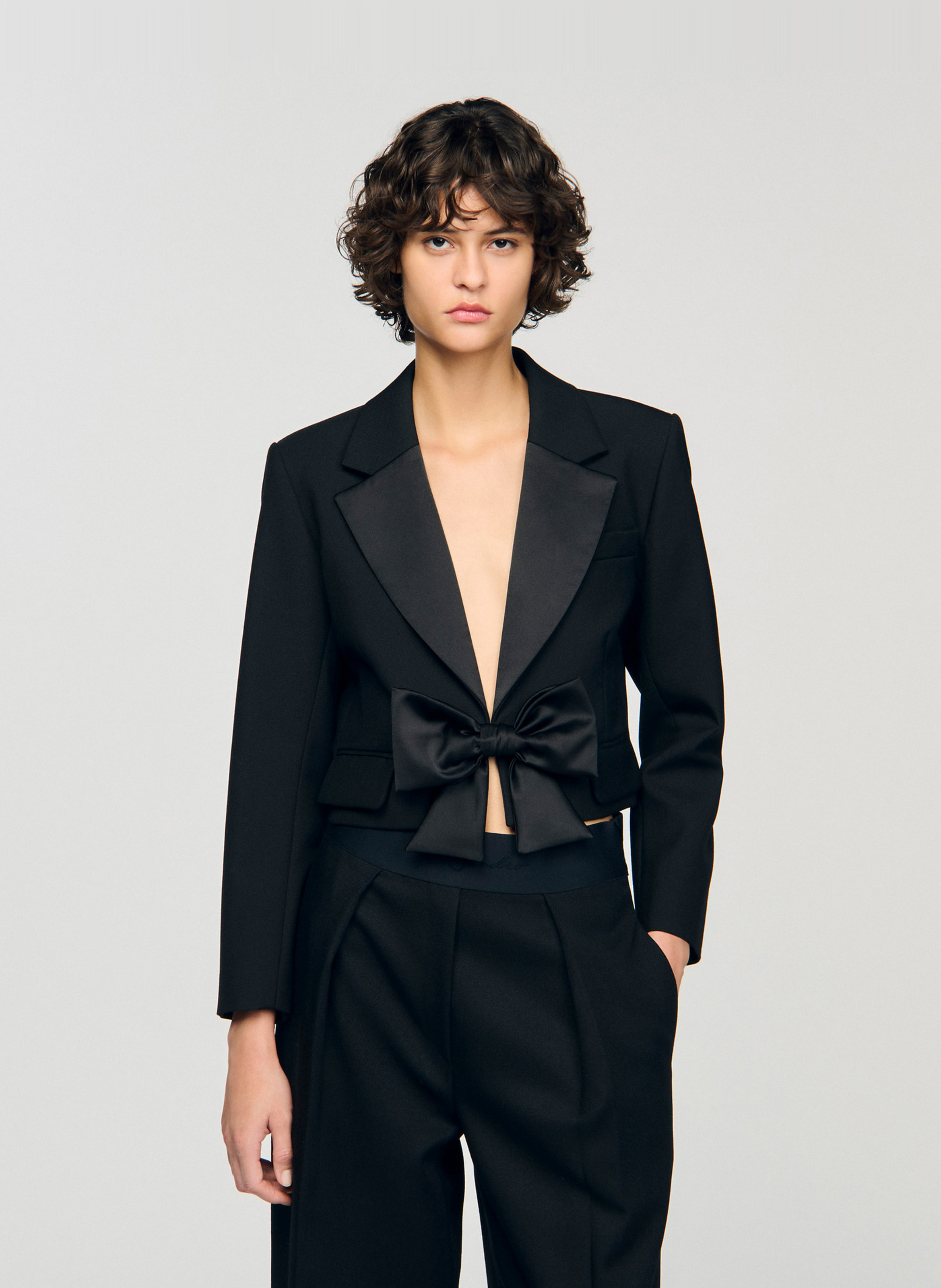 Veste courte col tailleur SANDRO Noir
