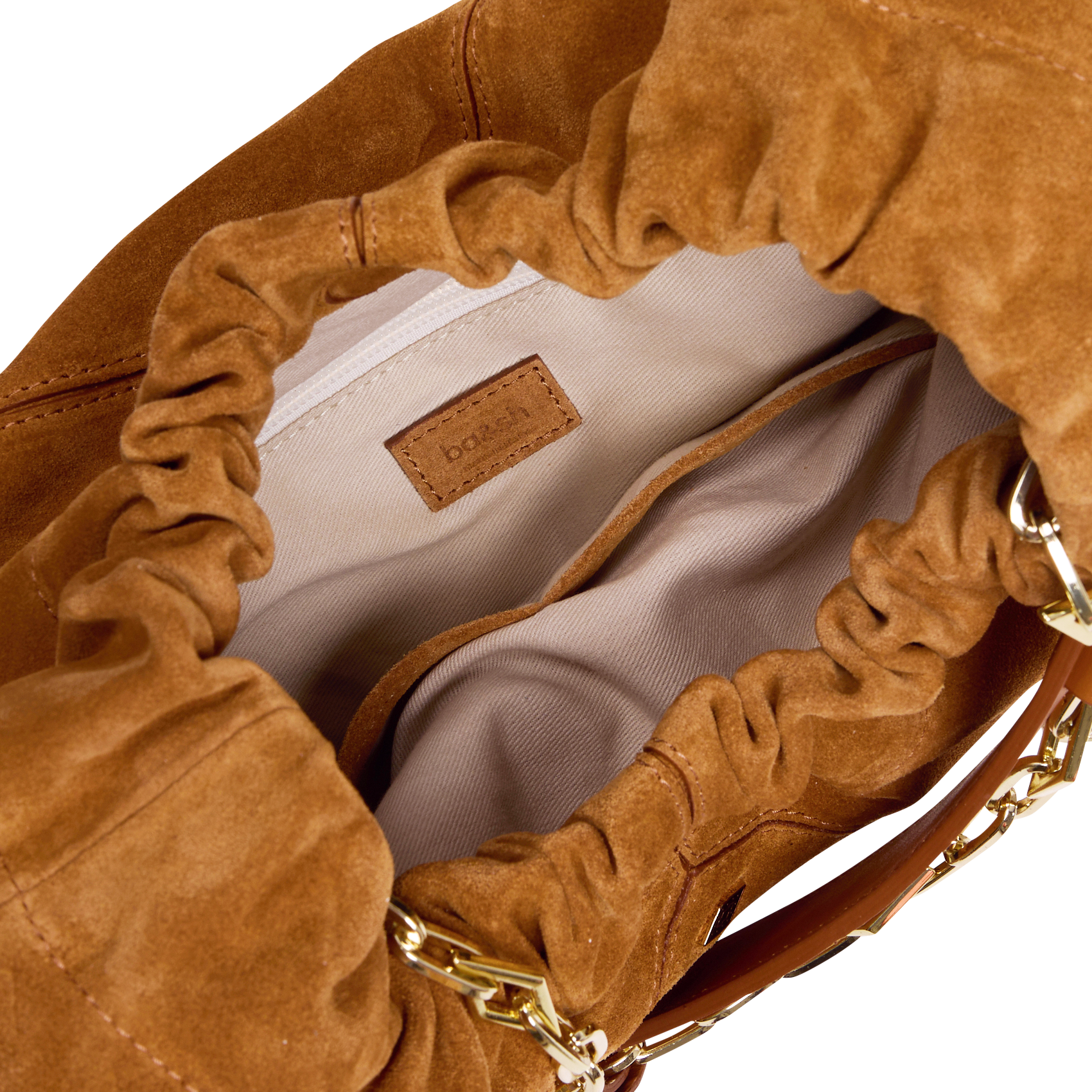 Sac bandoulière tote en cuir velours june tote BA&SH Marron