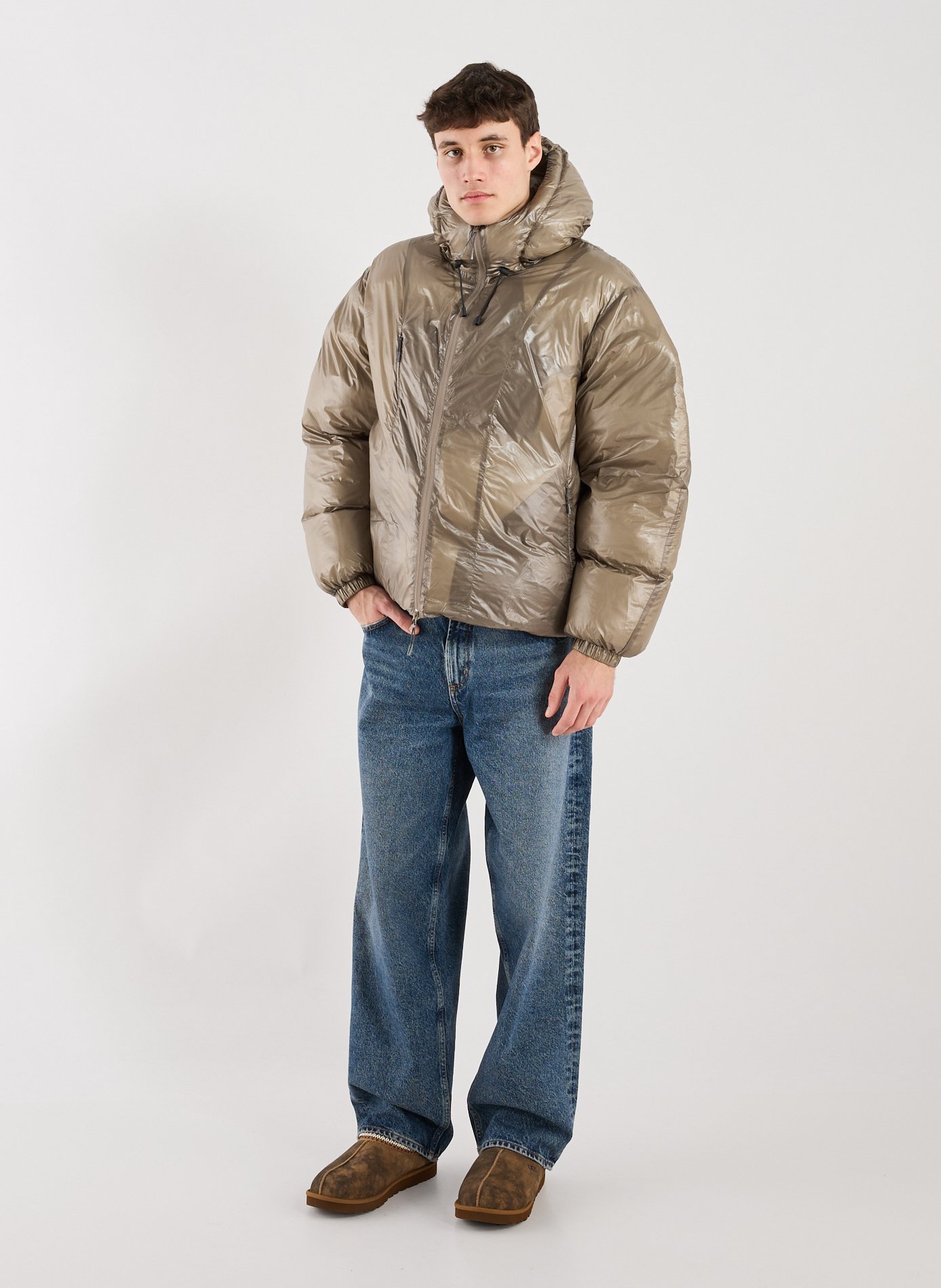 Quilted hooded puffer jacket ROA Brown