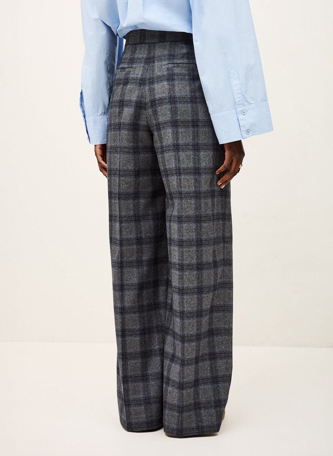 Pantalon large en laine mélangée tad BA&SH Bleu