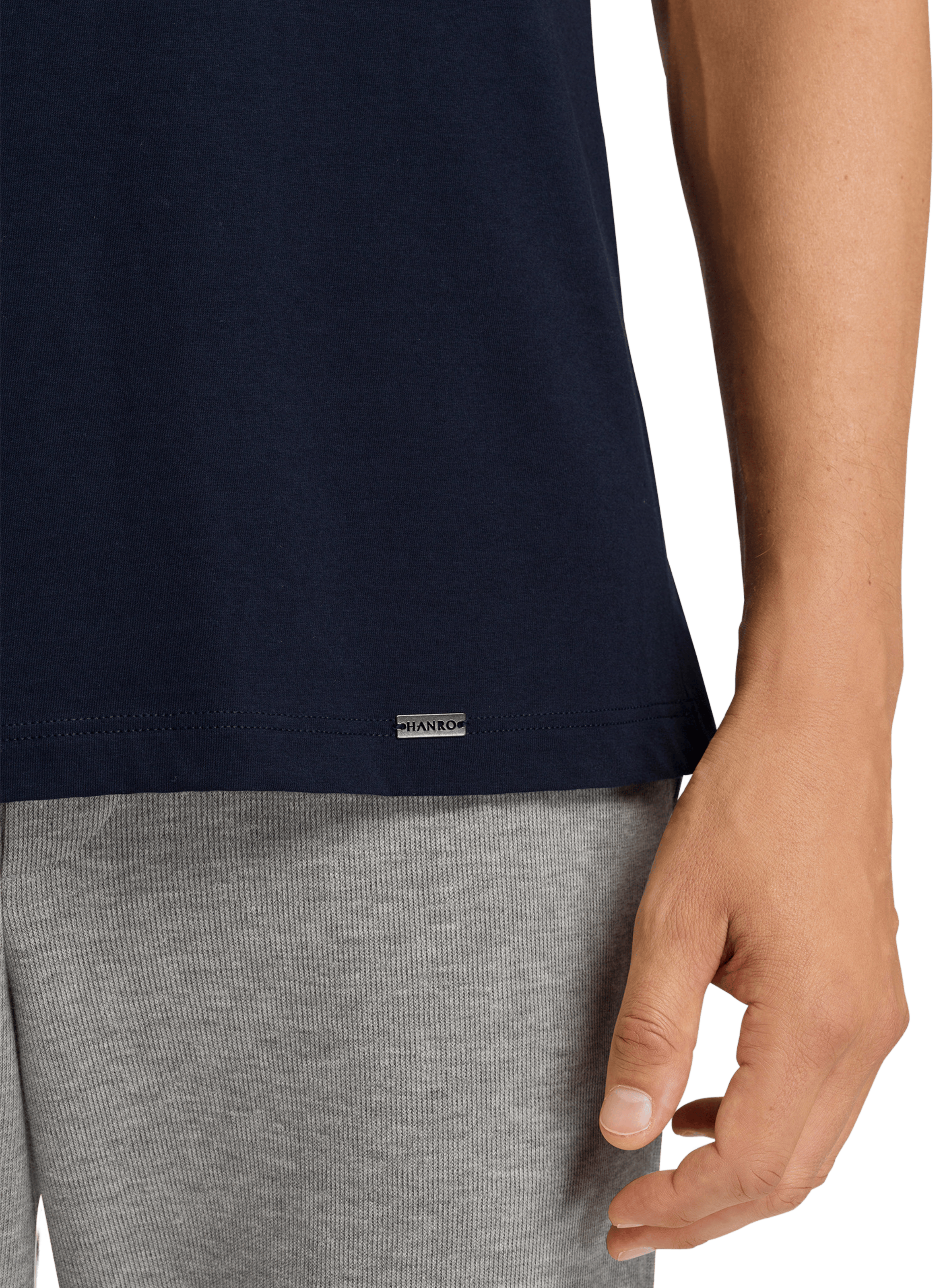 Cotton round-neck T-shirt HANRO Blue