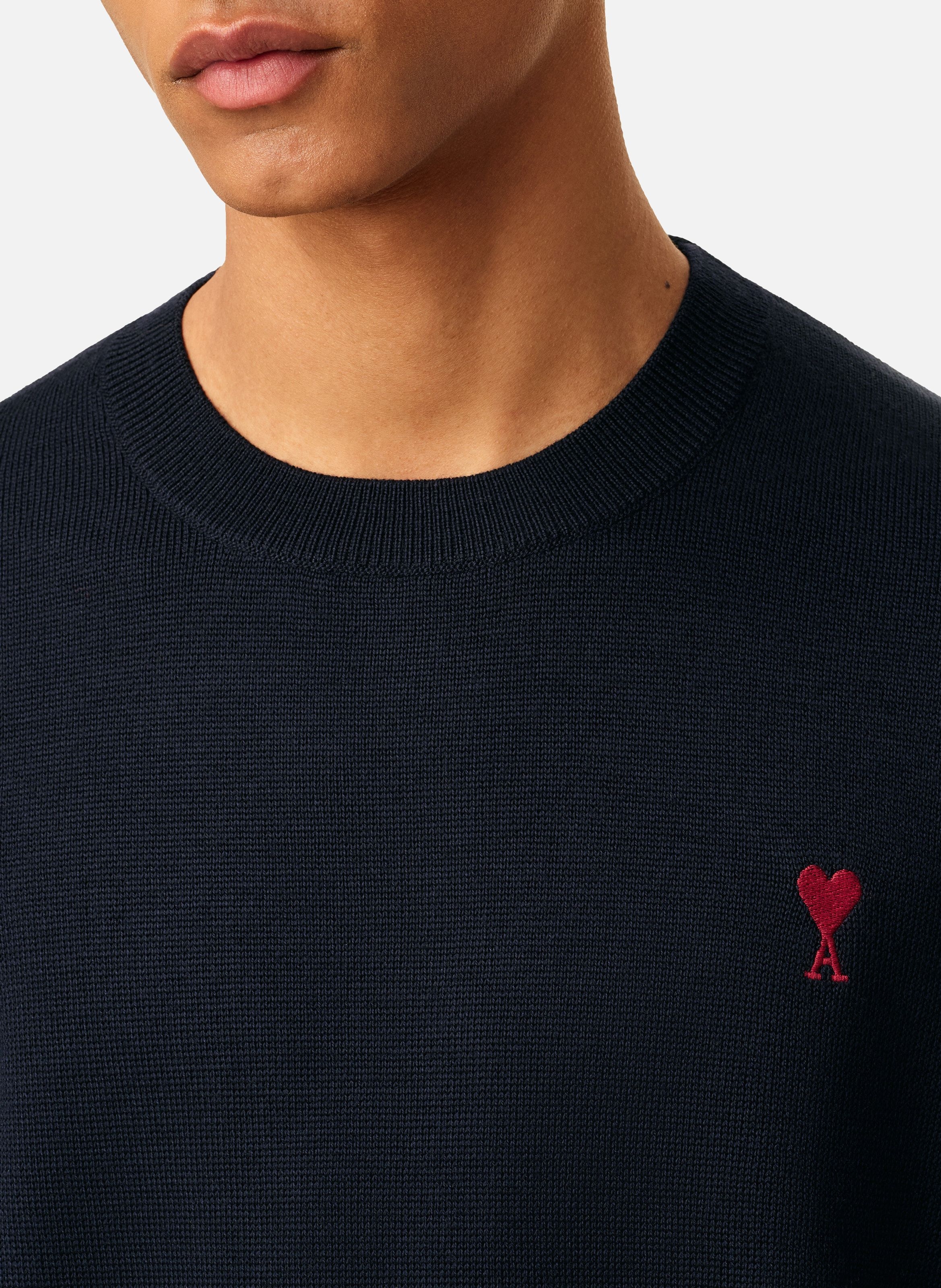 Pull col rond ami de coeur en laine AMI PARIS Bleu