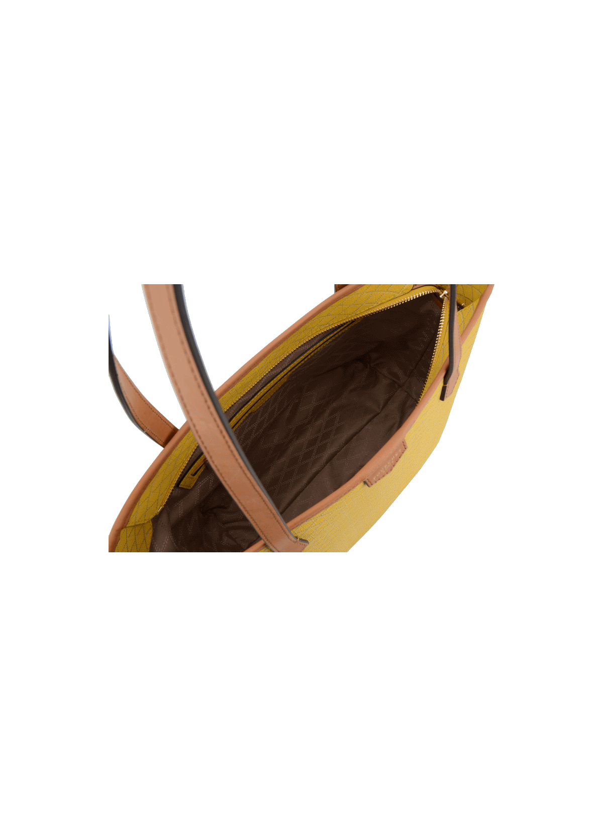 Waves | Sac cabas PM en toile enduite garnie cuir de vachette POURCHET Jaune
