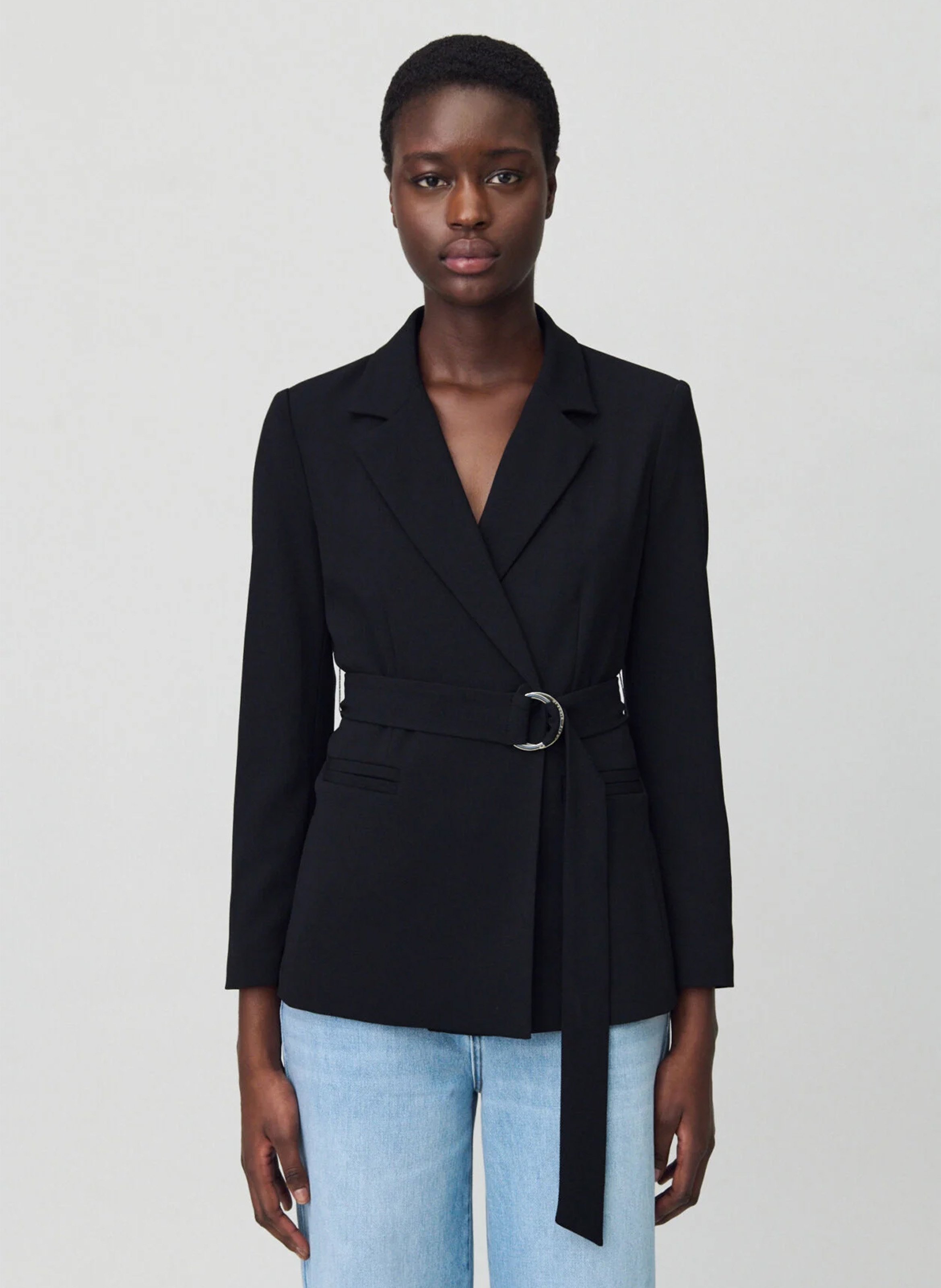 Veste col tailleur ceinturée CLAUDIE PIERLOT Noir