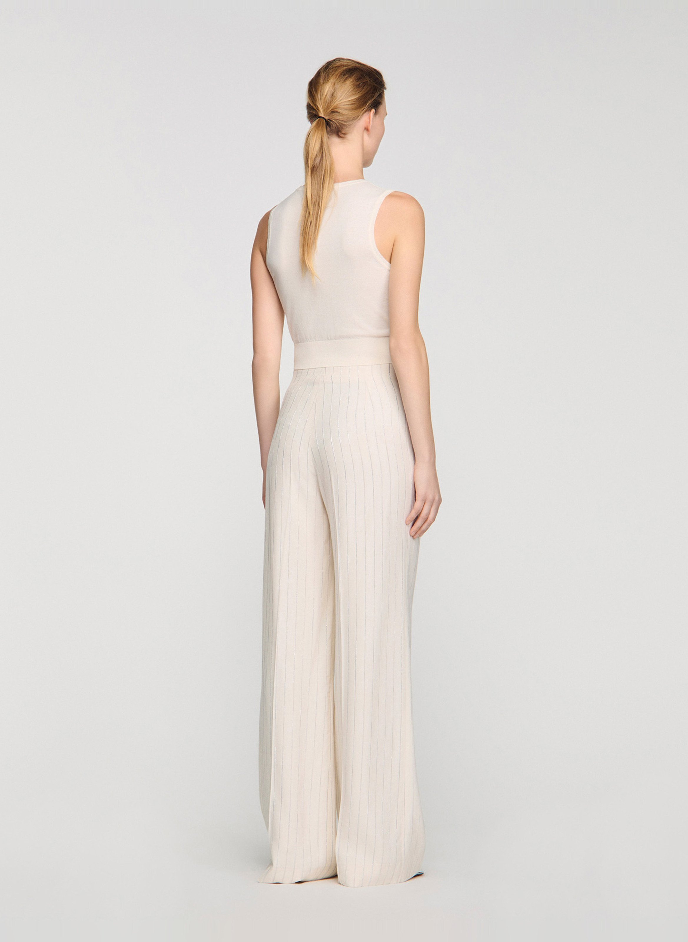 Pantalon droit à rayures SANDRO Beige