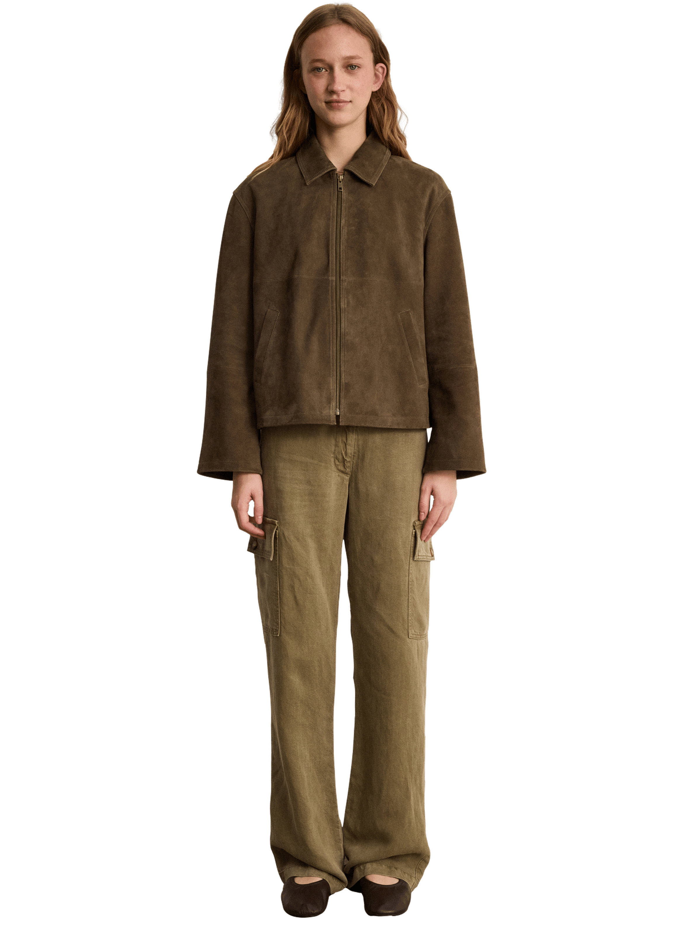 Veste droite en cuir velours - julie PABLO Vert