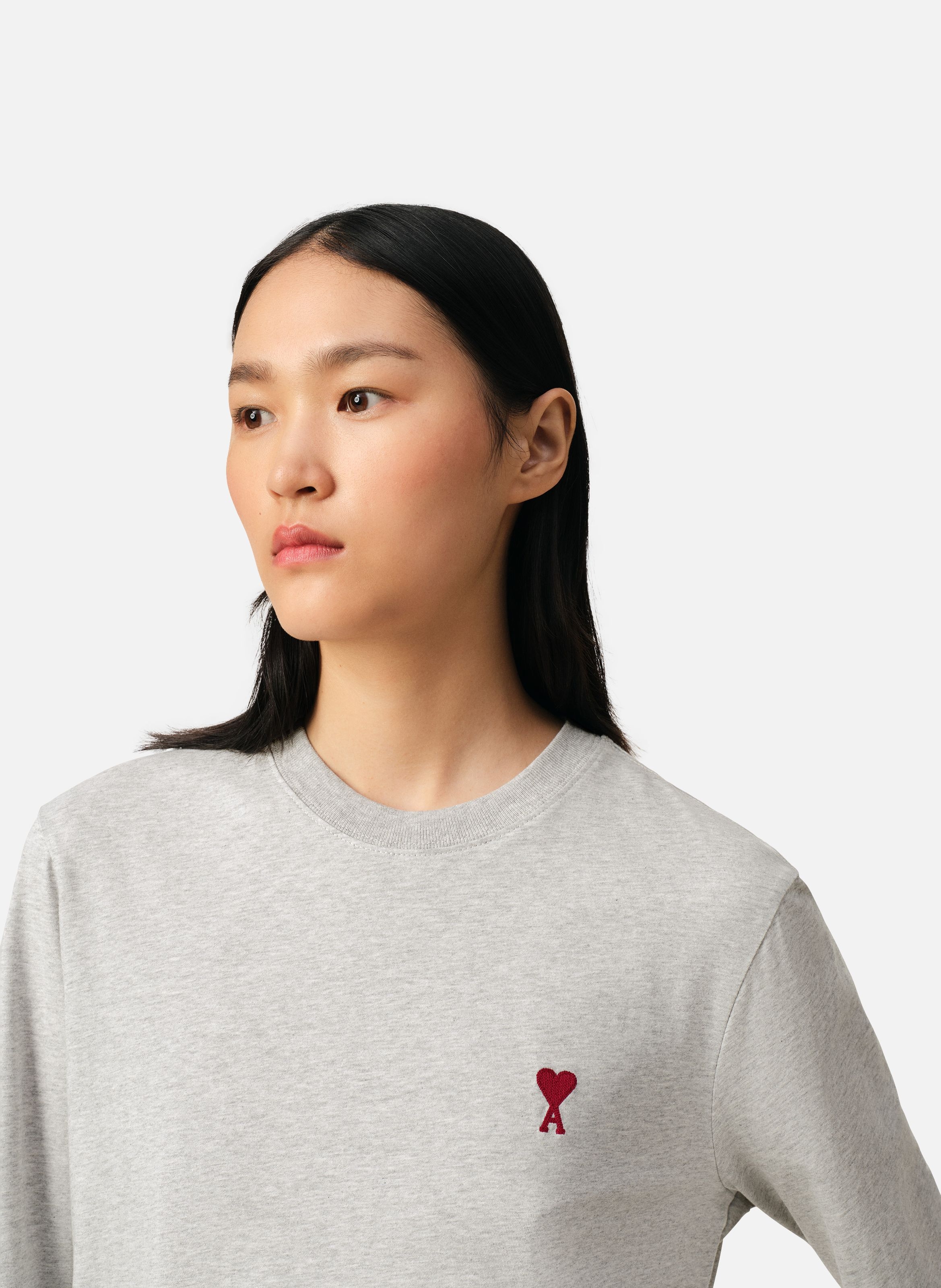T-shirt Manches Longues Ami de Coeur Rouge unisexe AMI PARIS Gris
