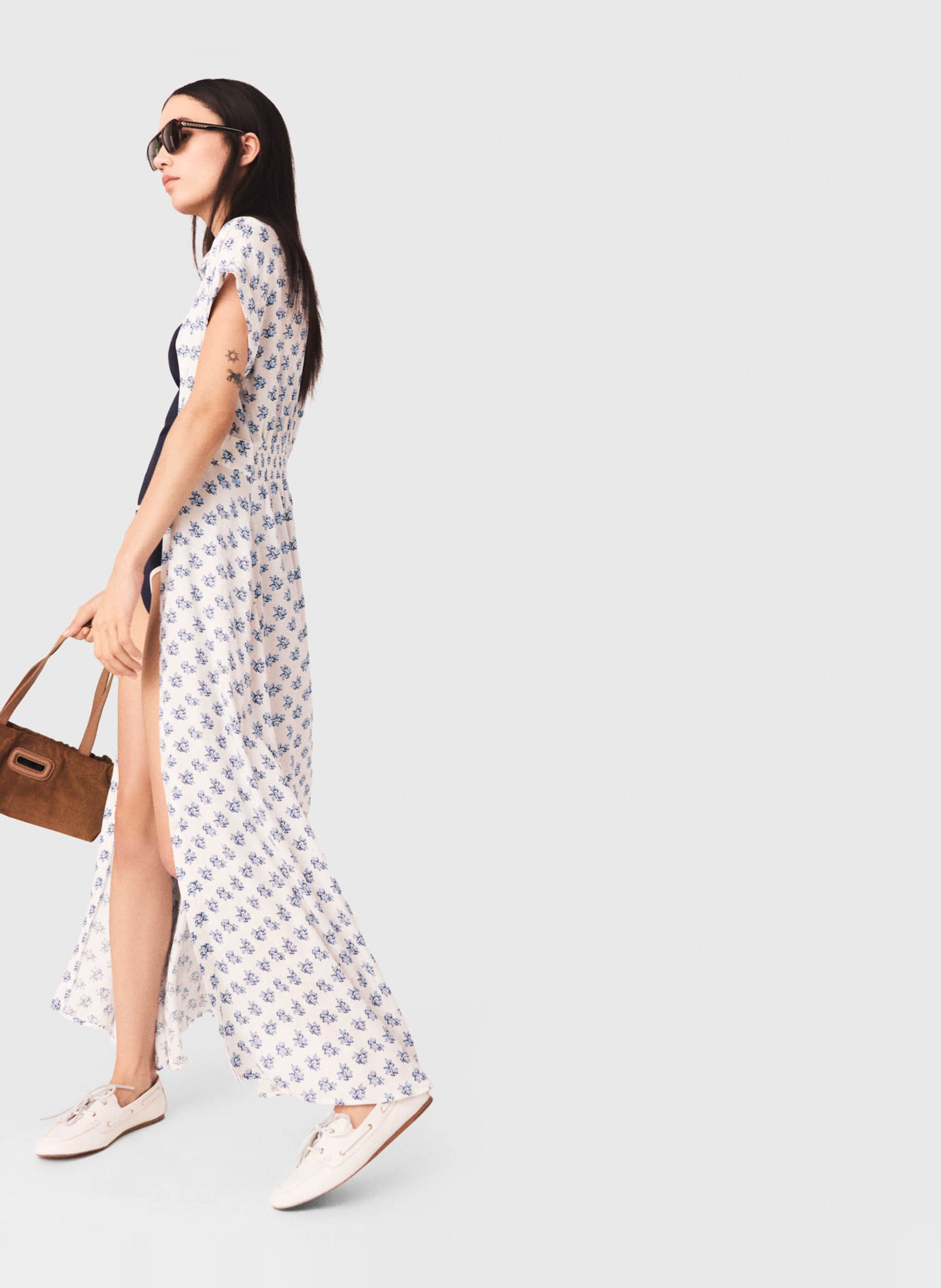 Robe longue col classique fluide MAJE Bleu