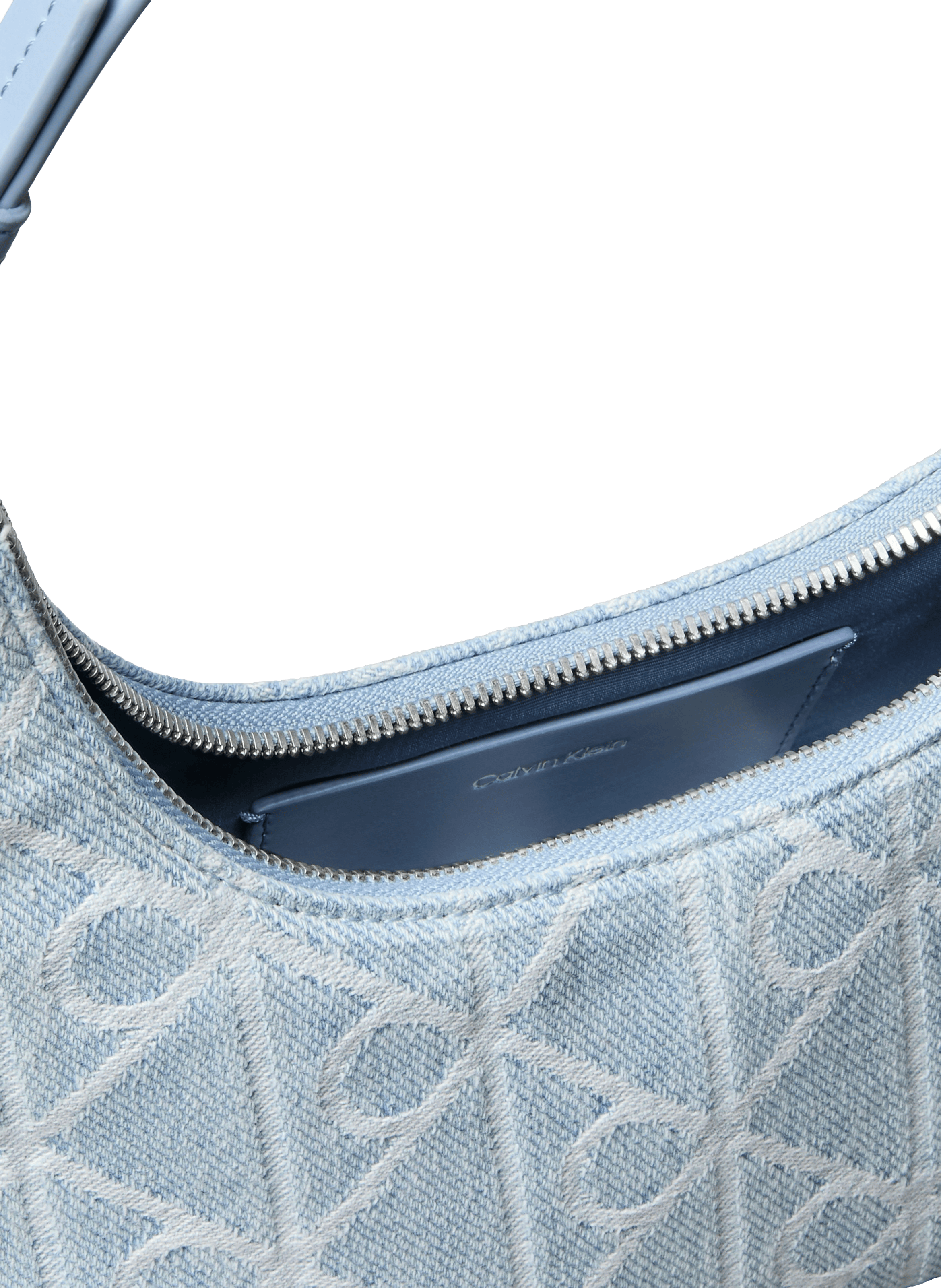 Sac épaule logo denim jacquard en coton CALVIN KLEIN Bleu