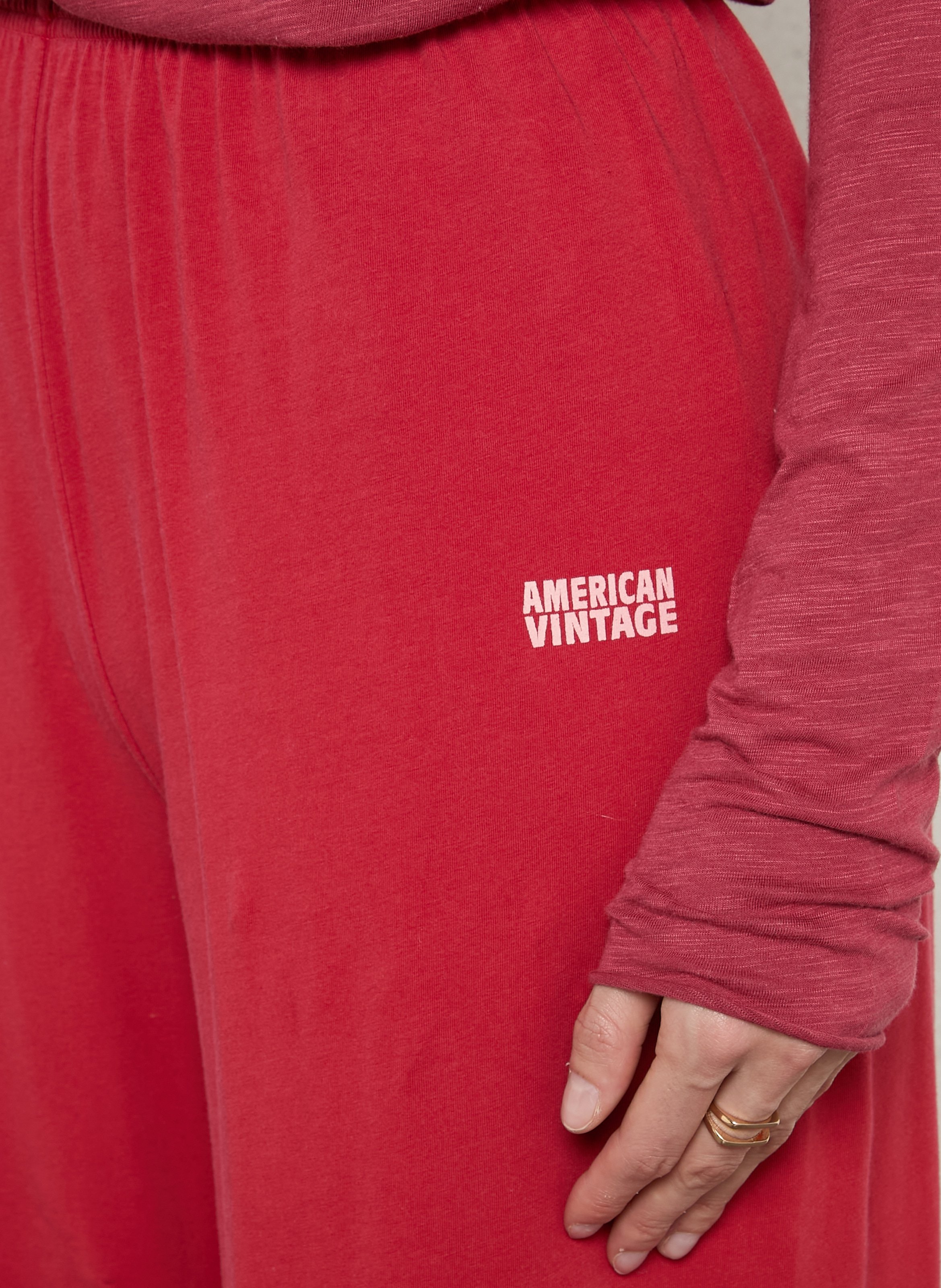 Jogging large taille haute en coton mélangé pymaz AMERICAN VINTAGE Rouge