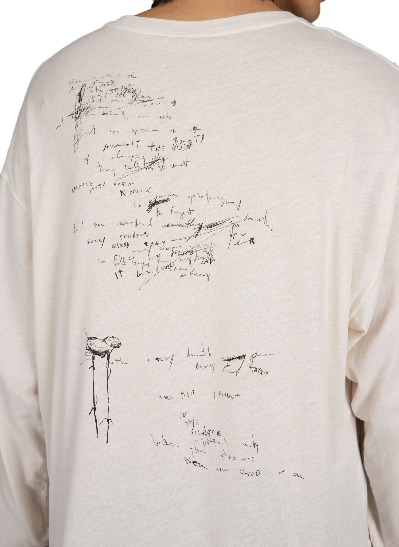 T-shirt Emiliuis à manches extra-longues en coton ANN DEMEULEMEESTER Blanc