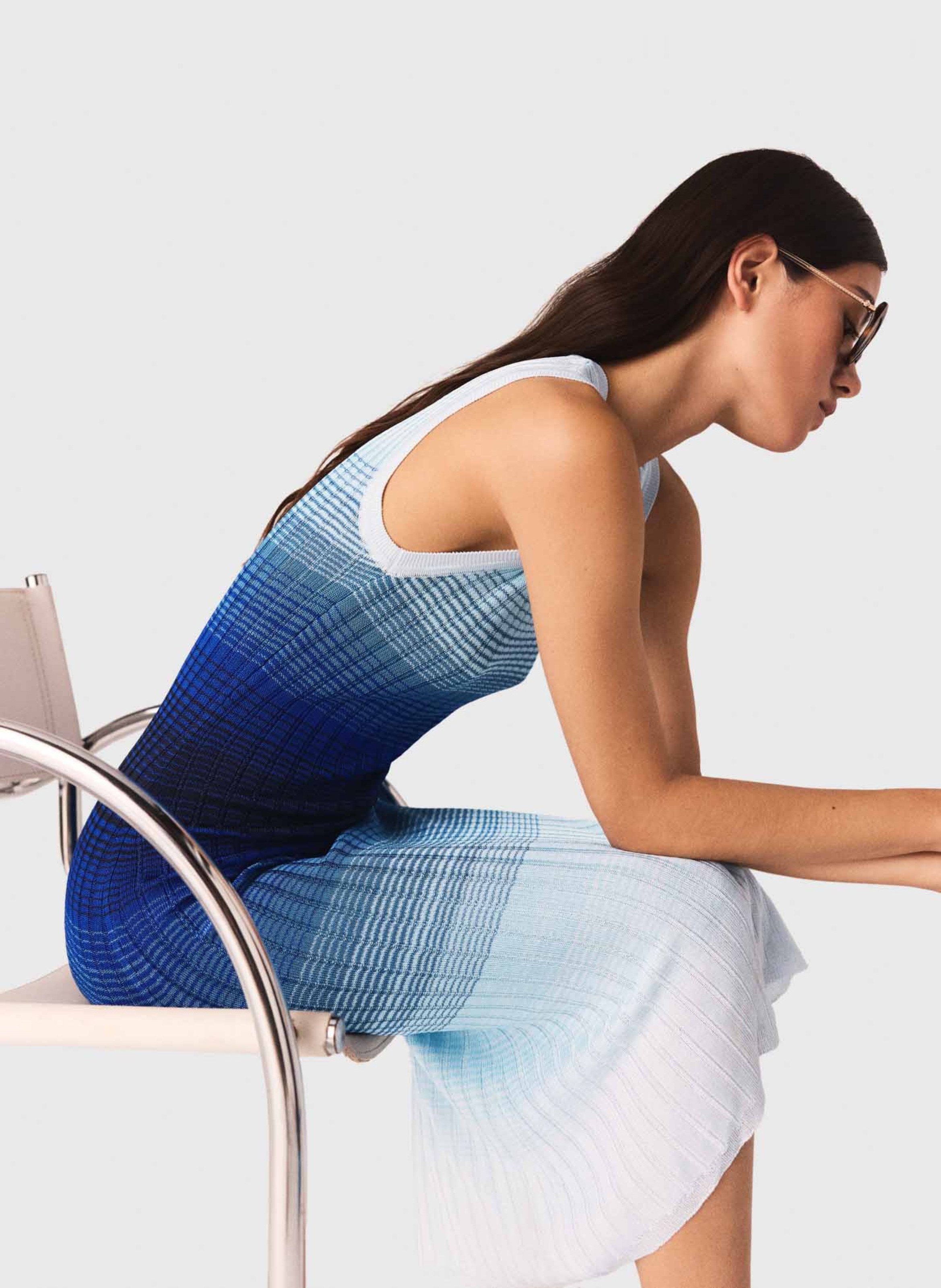 Robe longue en maille MAJE Bleu