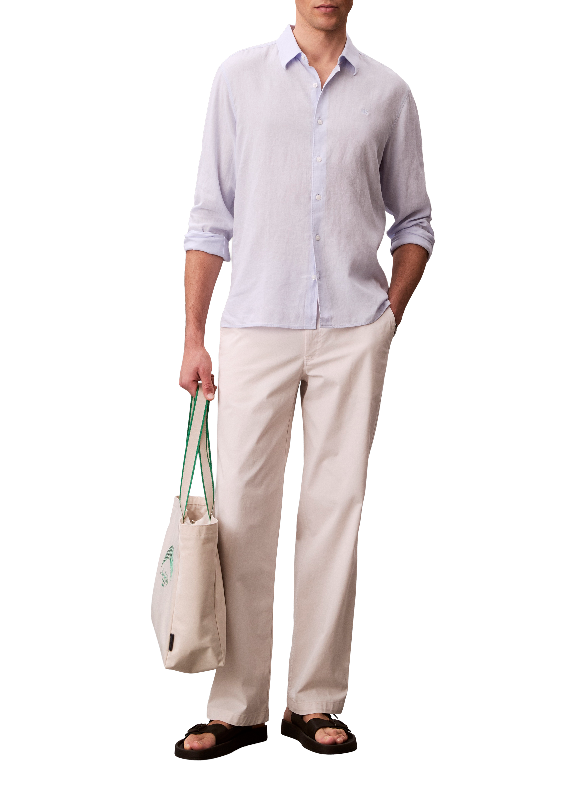 Straight shirt in mixed linen CALVIN KLEIN Blue