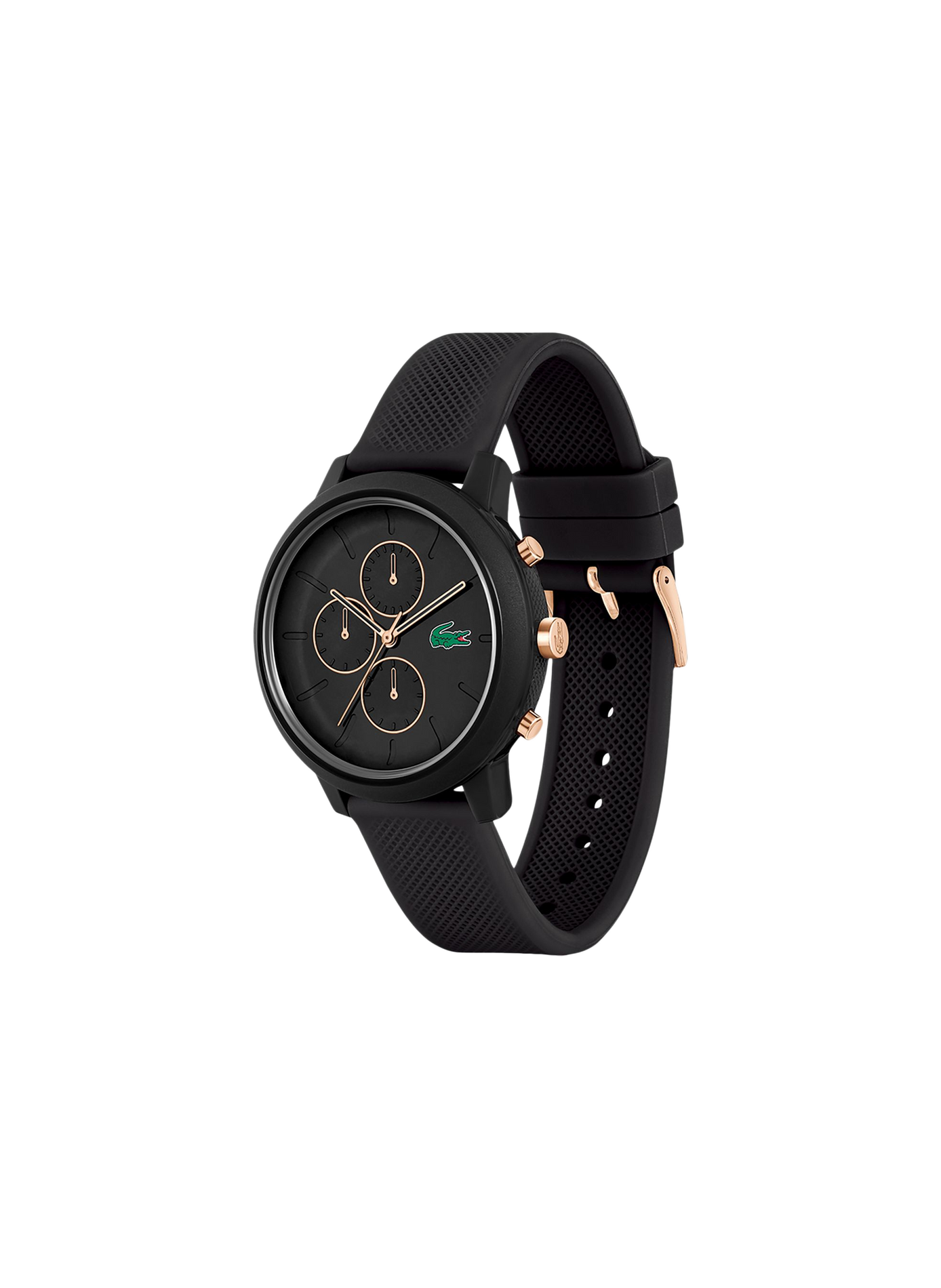 Lacoste 12.12 kwarts horloge in siliconen. LACOSTE Zwart