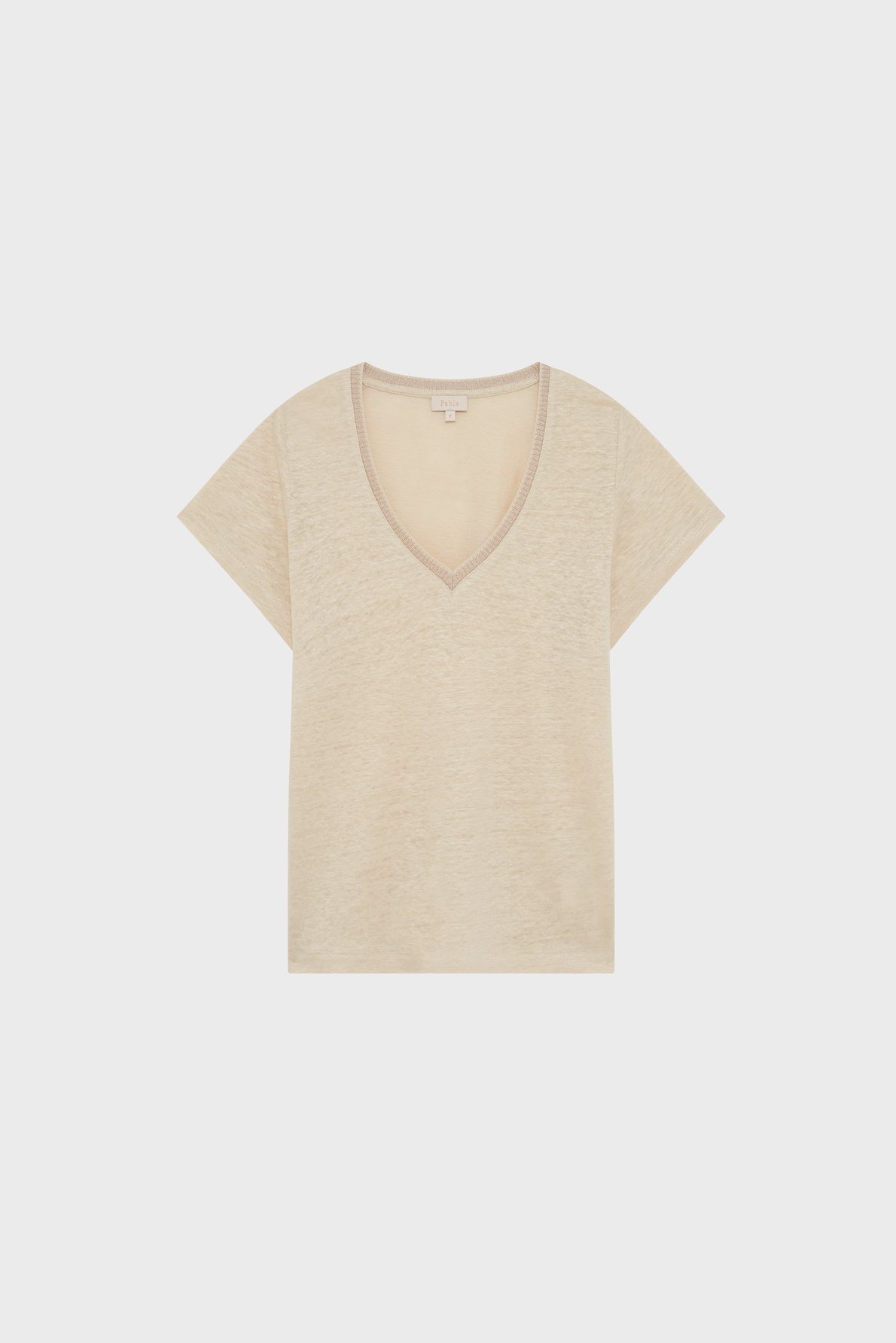 T-shirt v en lin et lurex - tinael PABLO Beige