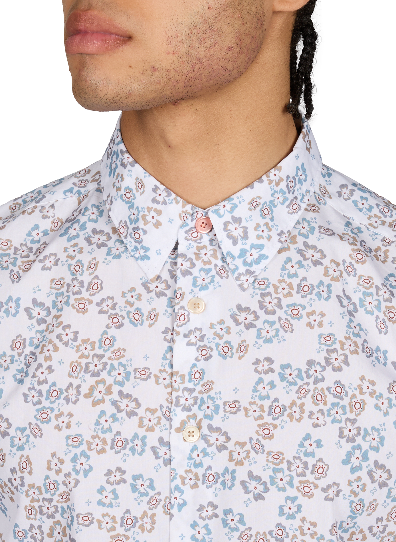 Tailored-fit shirt with classic collar and floral print in cotton PAUL SMITH White