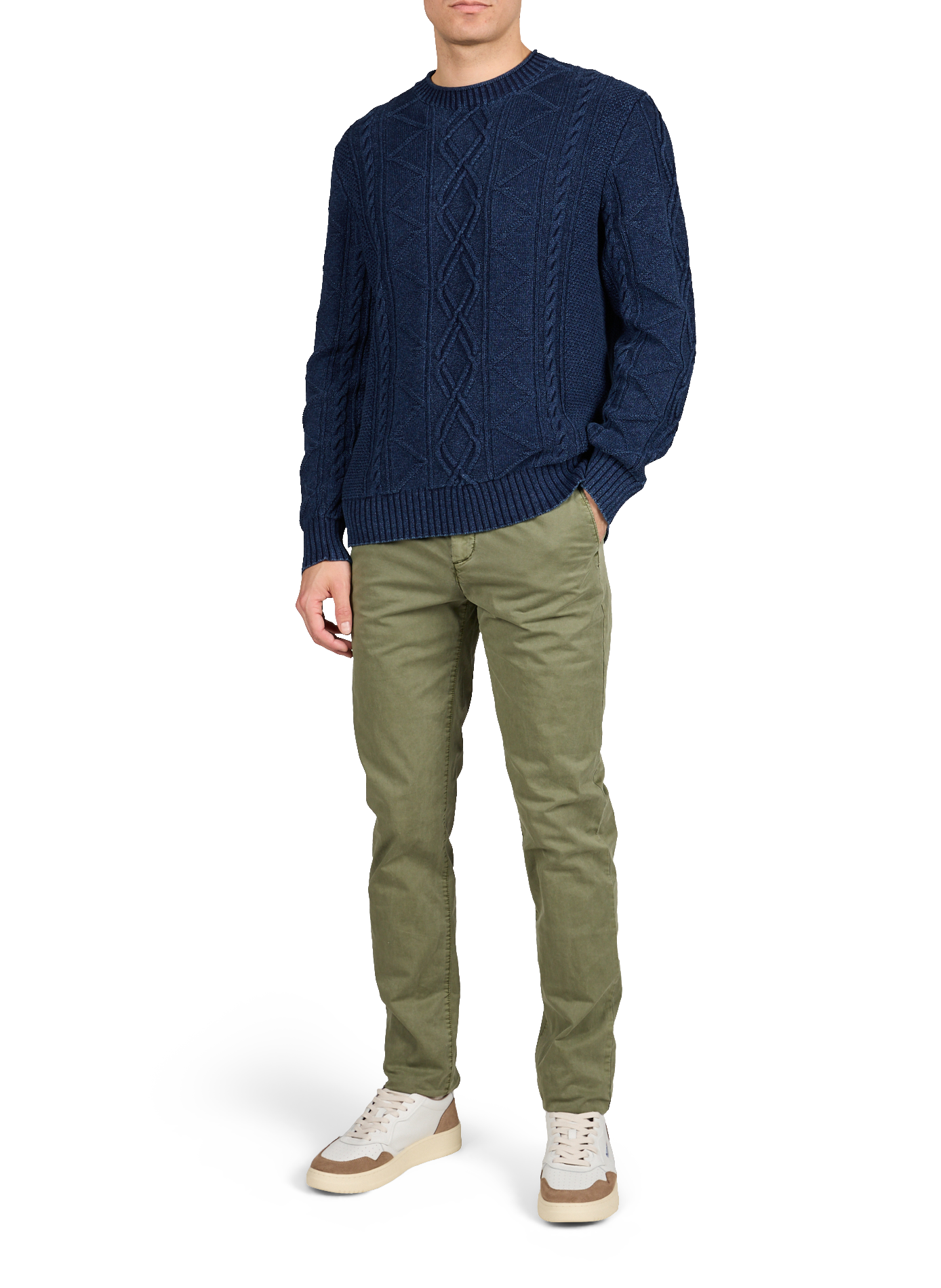 Pull en maille torsadée de coton GANT Bleu