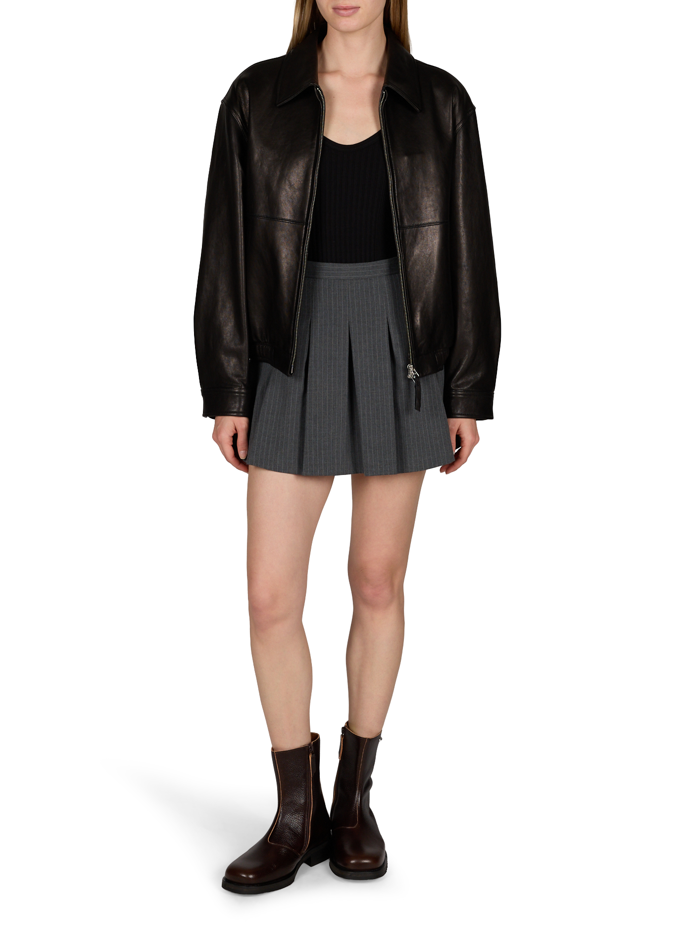 Veste col classique en cuir DUNST Black