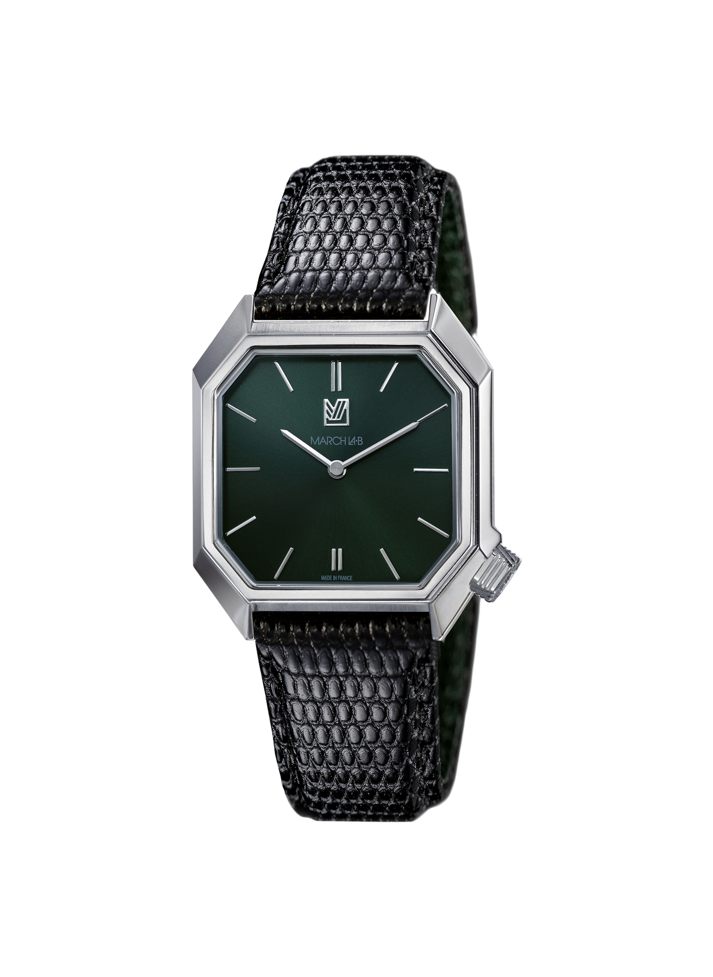 Montre quartz Mansart en cuir de lézard MARCH LA.B Vert