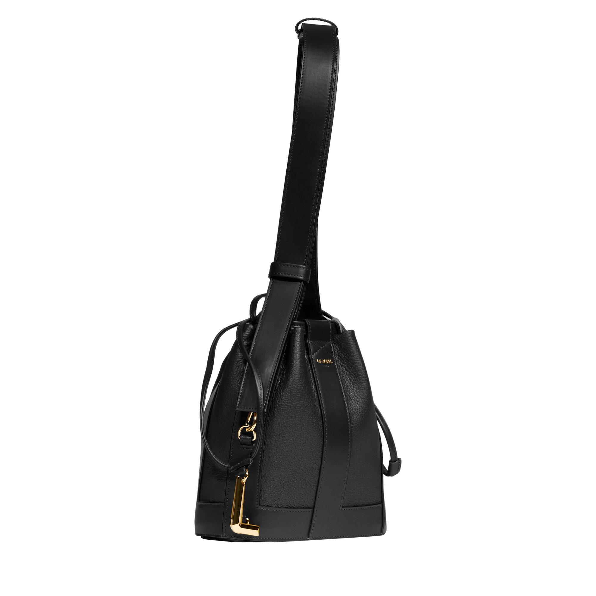 Sac seau elles de lancel en cuir de vachette graine LANCEL Noir