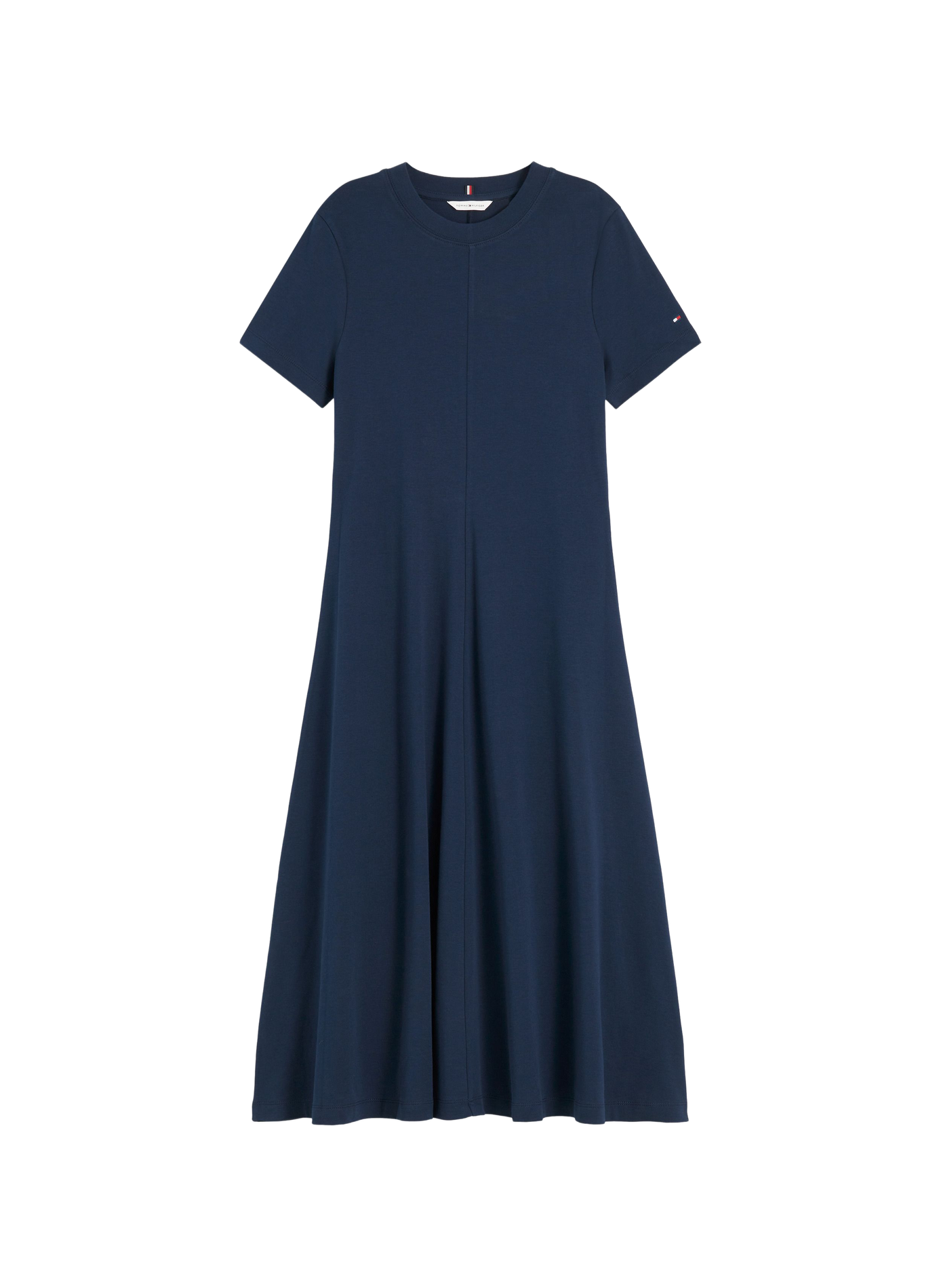 Flared midi dress with round neck in cotton TOMMY HILFIGER Blue
