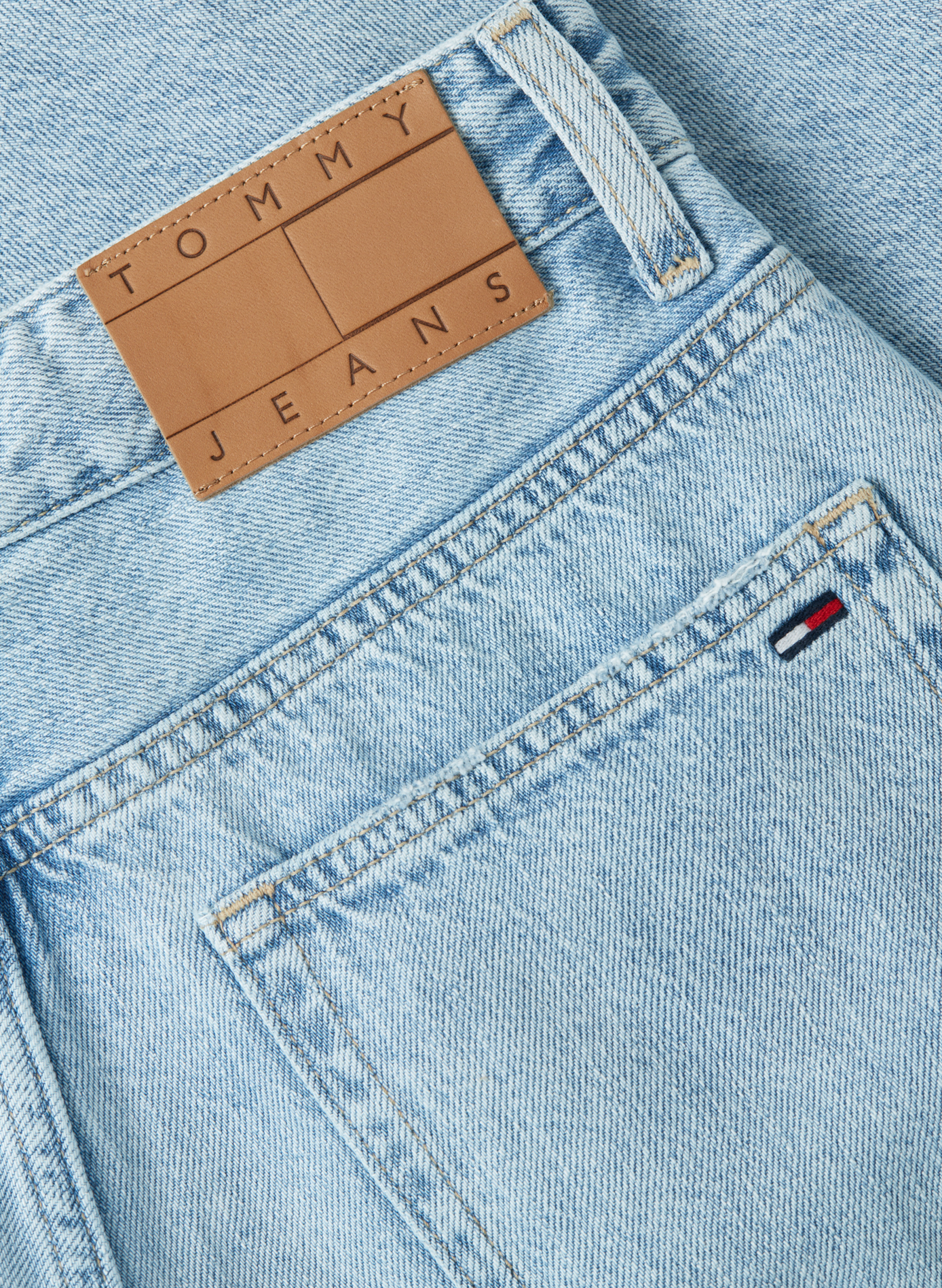 Jean droit en coton TOMMY HILFIGER Bleu
