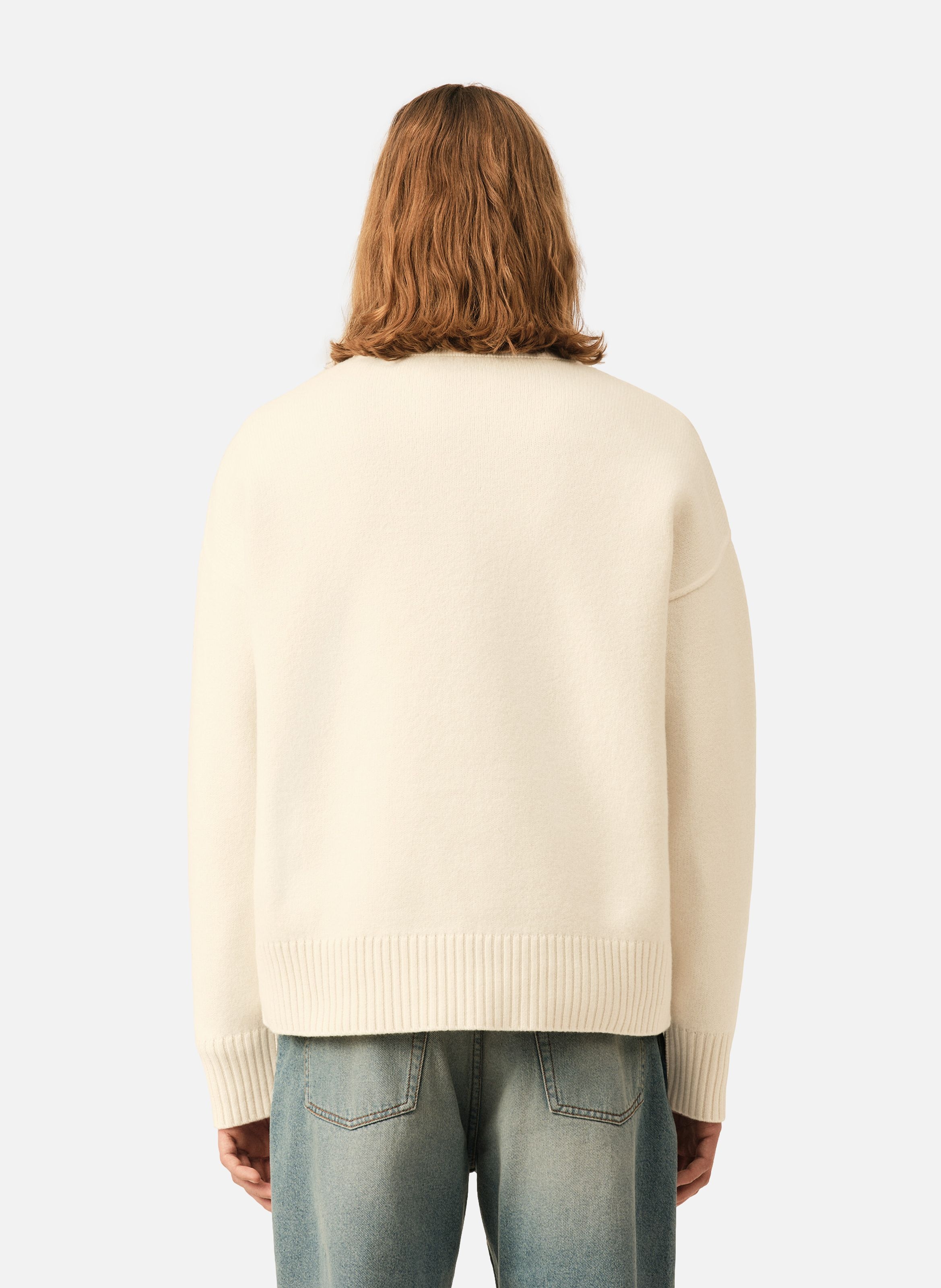 Polo ami de coeur en laine unisexe AMI PARIS Blanc