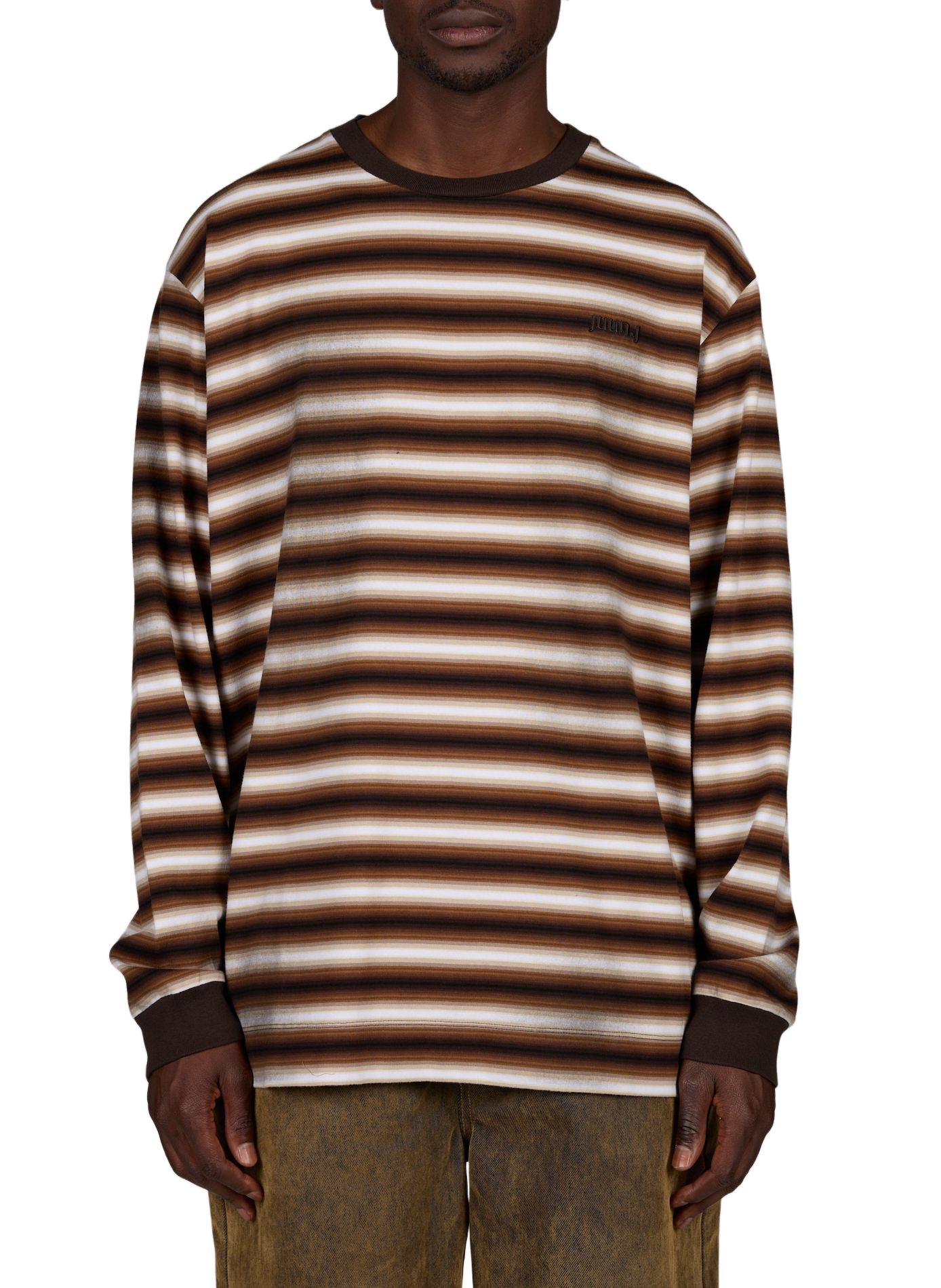 Straight striped cotton T-shirt JUUN.J Brown