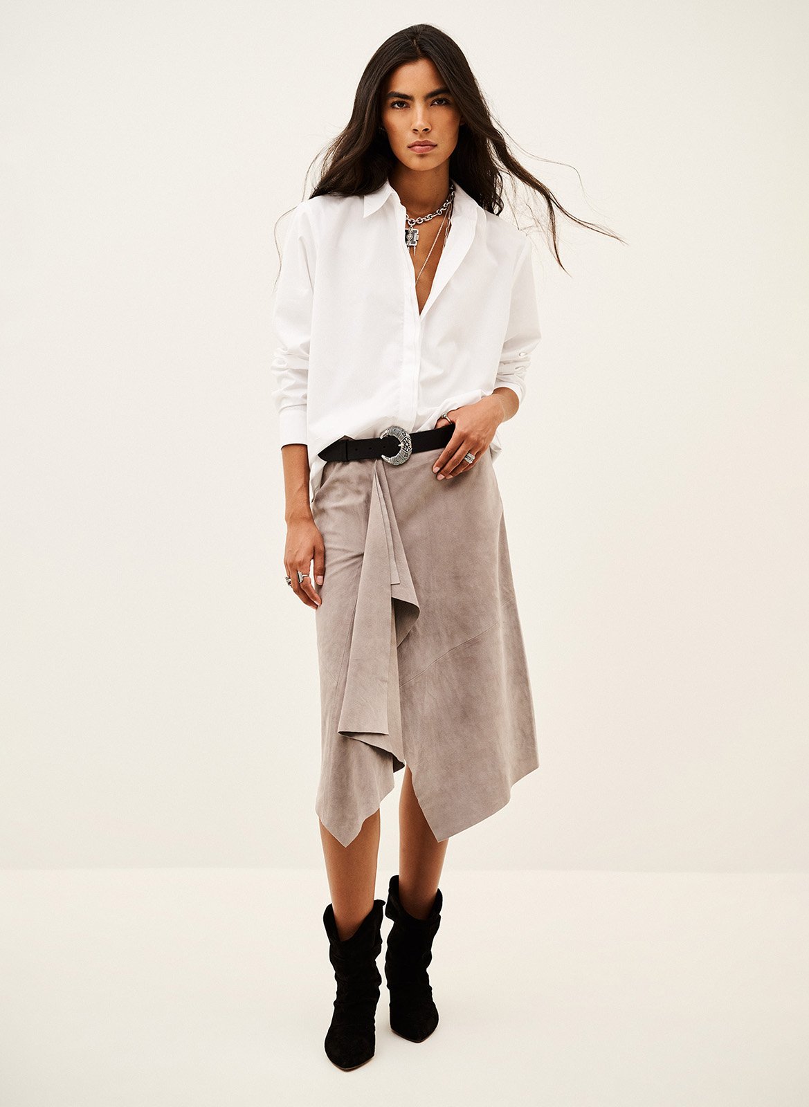 Oversized katoenen overhemd in cola BA&SH Wit