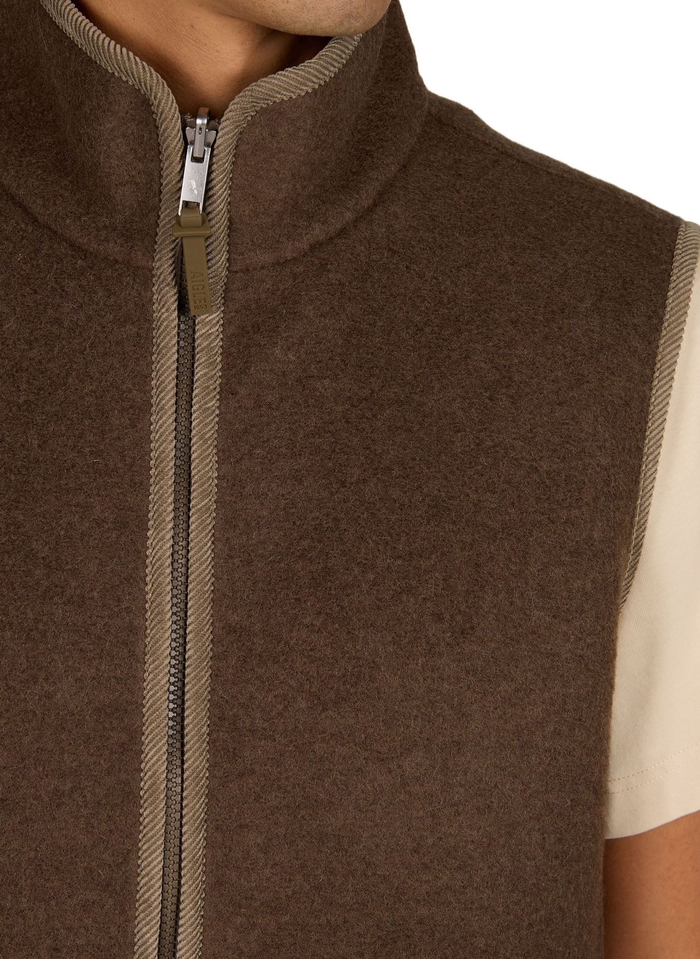 Gilet col montant en laine mélangée AIGLE Marron