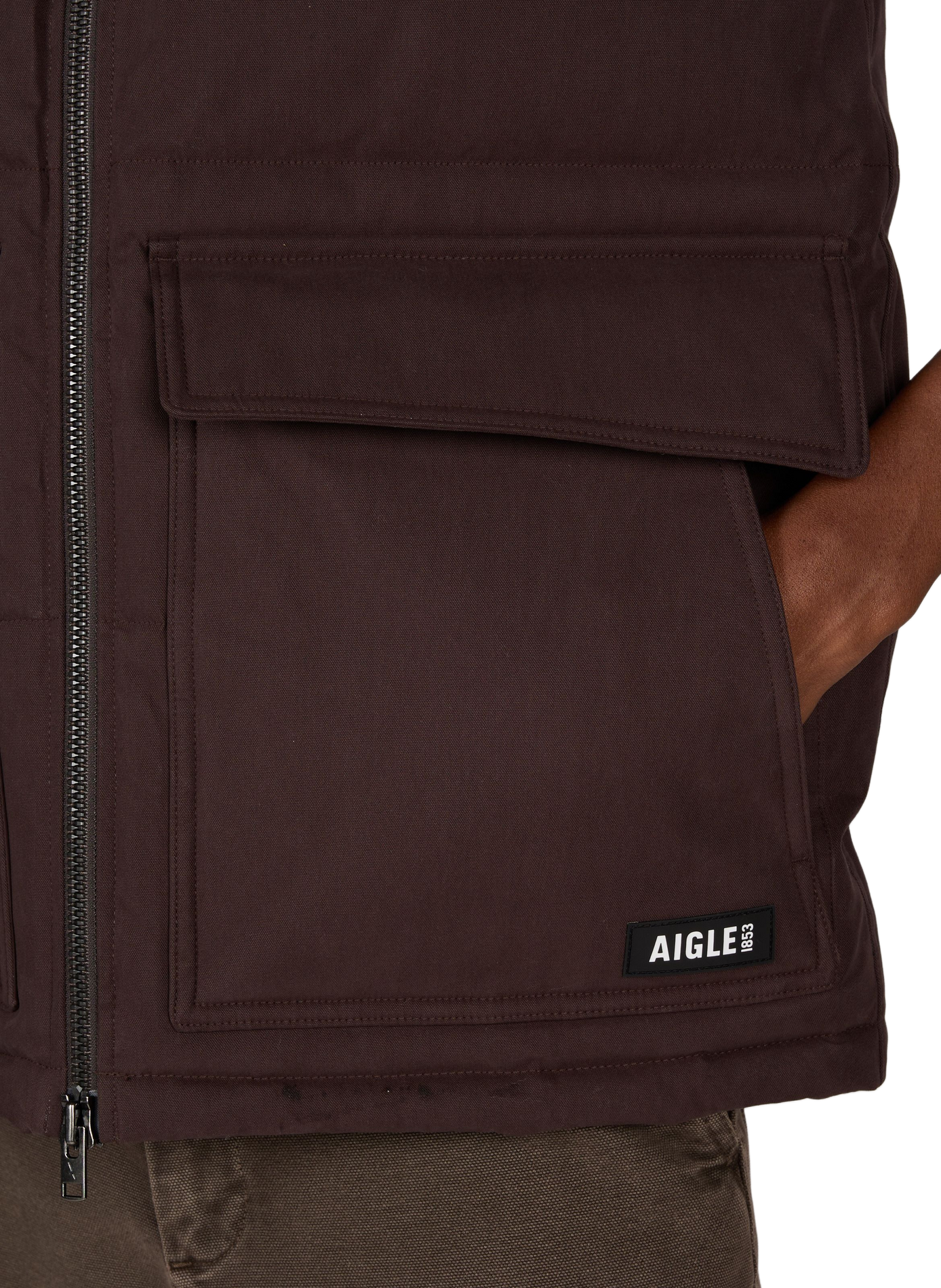 Blouson sans manche col teddy en coton mélangé AIGLE Marron