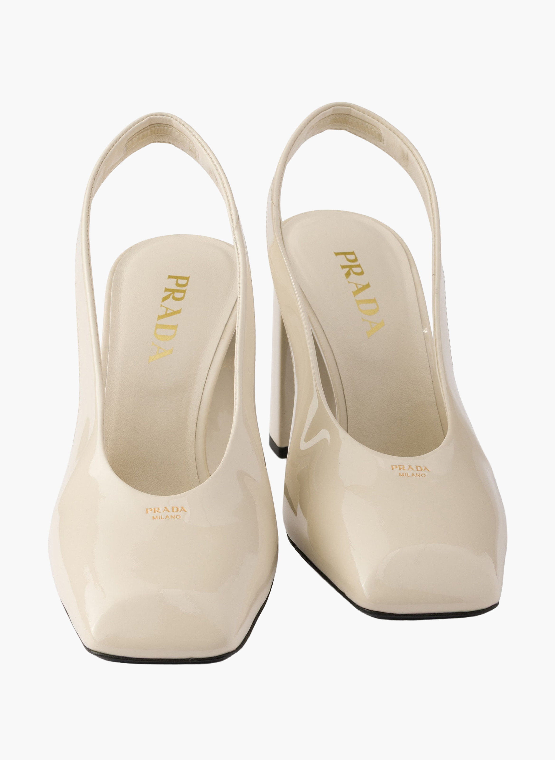 Escarpins à bride arrière en cuir verni PRADA Beige