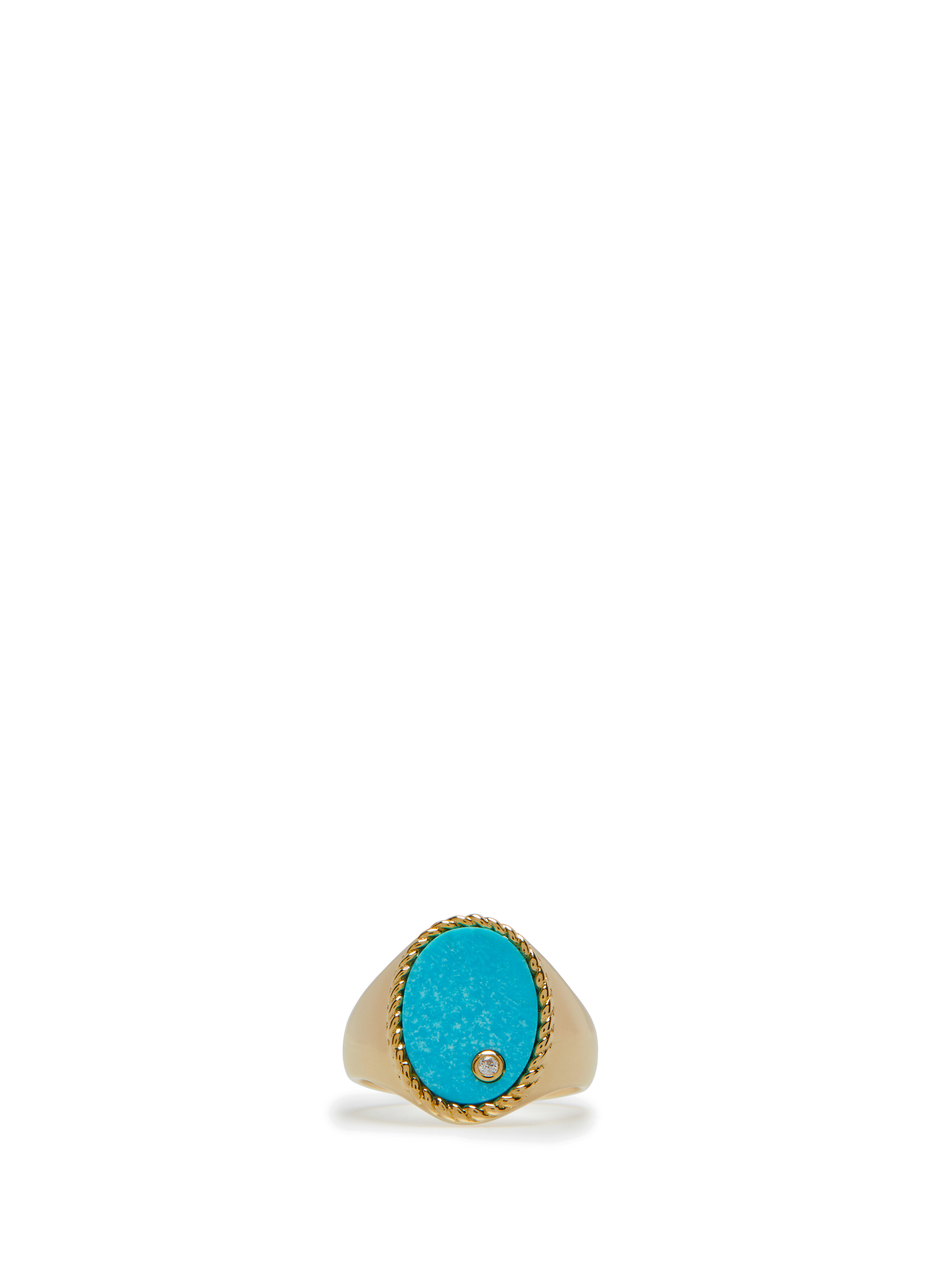 YVONNE LÉON Yellow gold turquoise oval Signet Ring  Blue