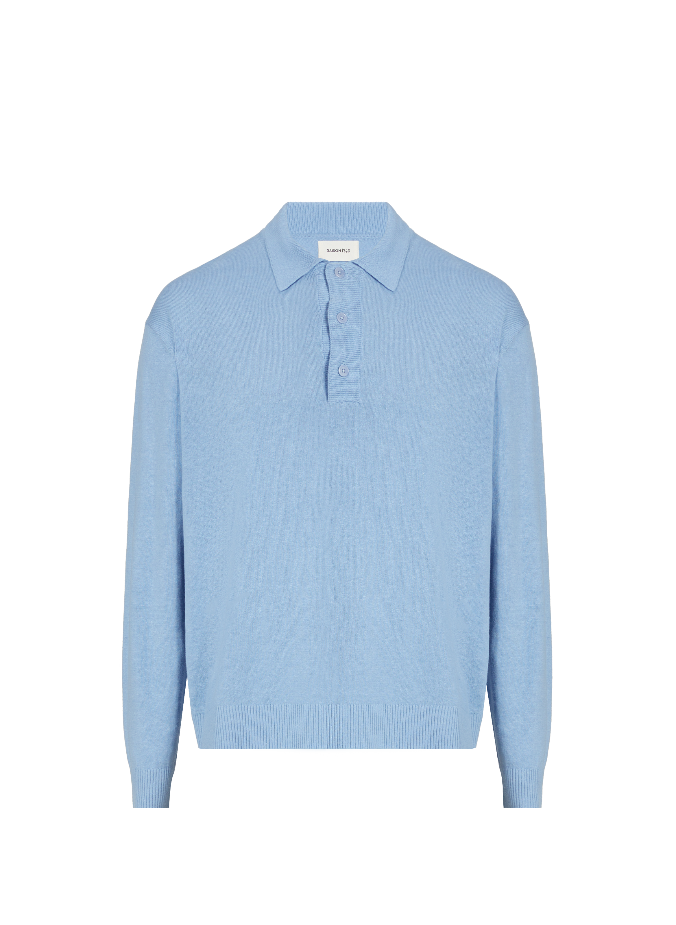 Pull col polo en coton et lin  SAISON 1865 Bleu