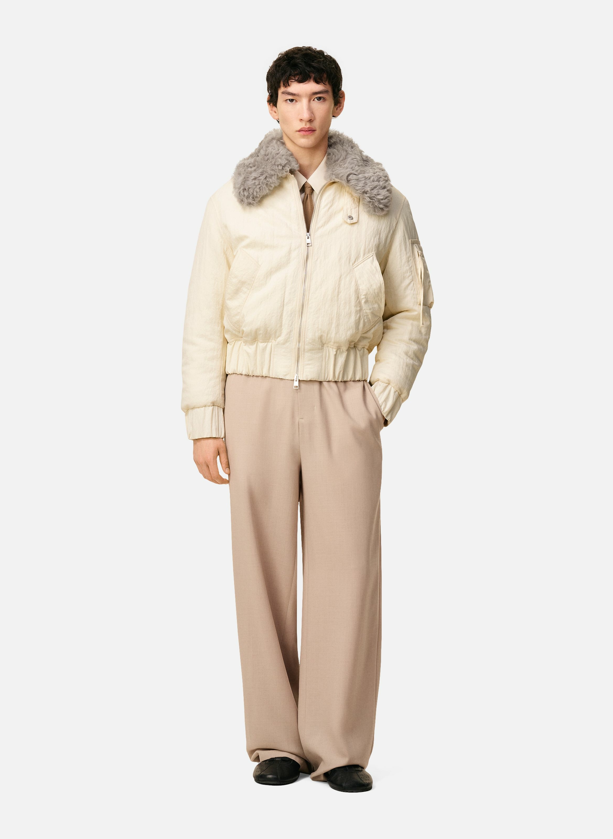 Bomber rembourré en nylon unisexe AMI PARIS Blanc