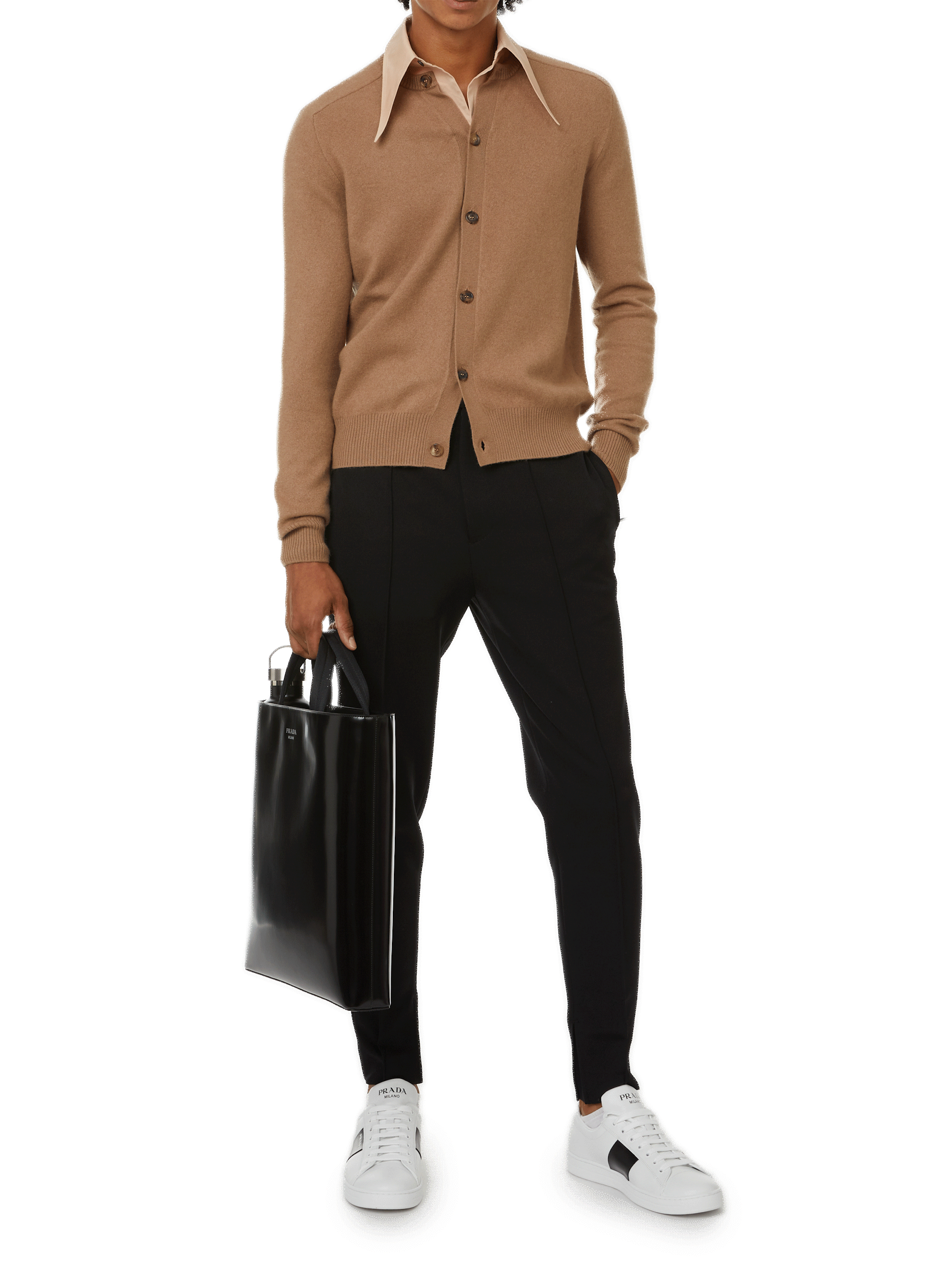 Cardigan with shirt collar PRADA Beige