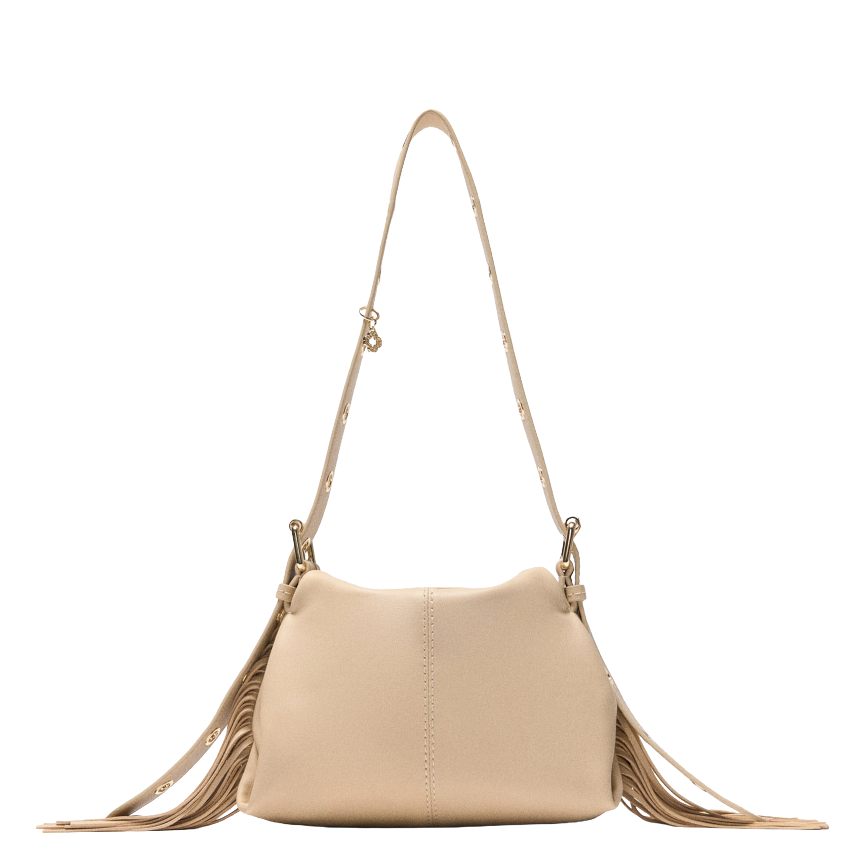 Sac bandoulière en cuir lisse miss m mini MAJE Beige