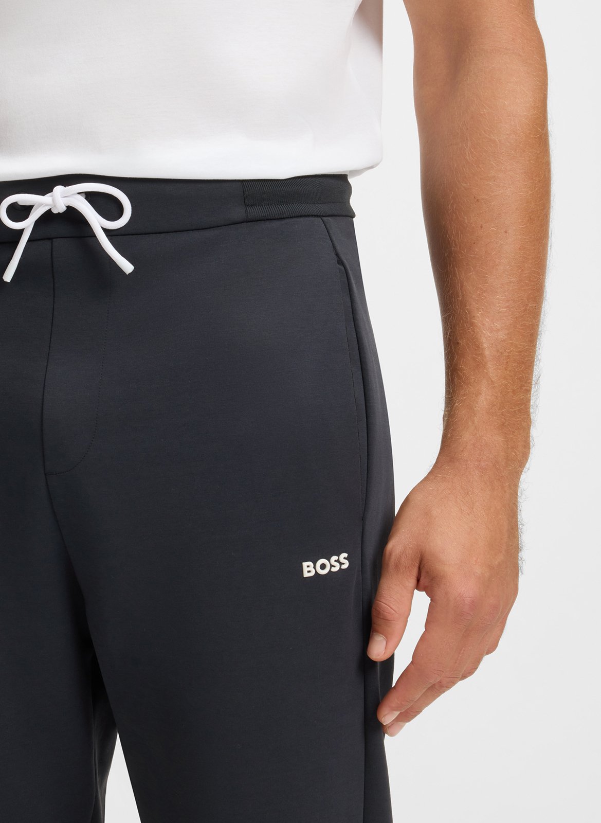 Jogging droit uni à détails contrastés BOSS Bleu