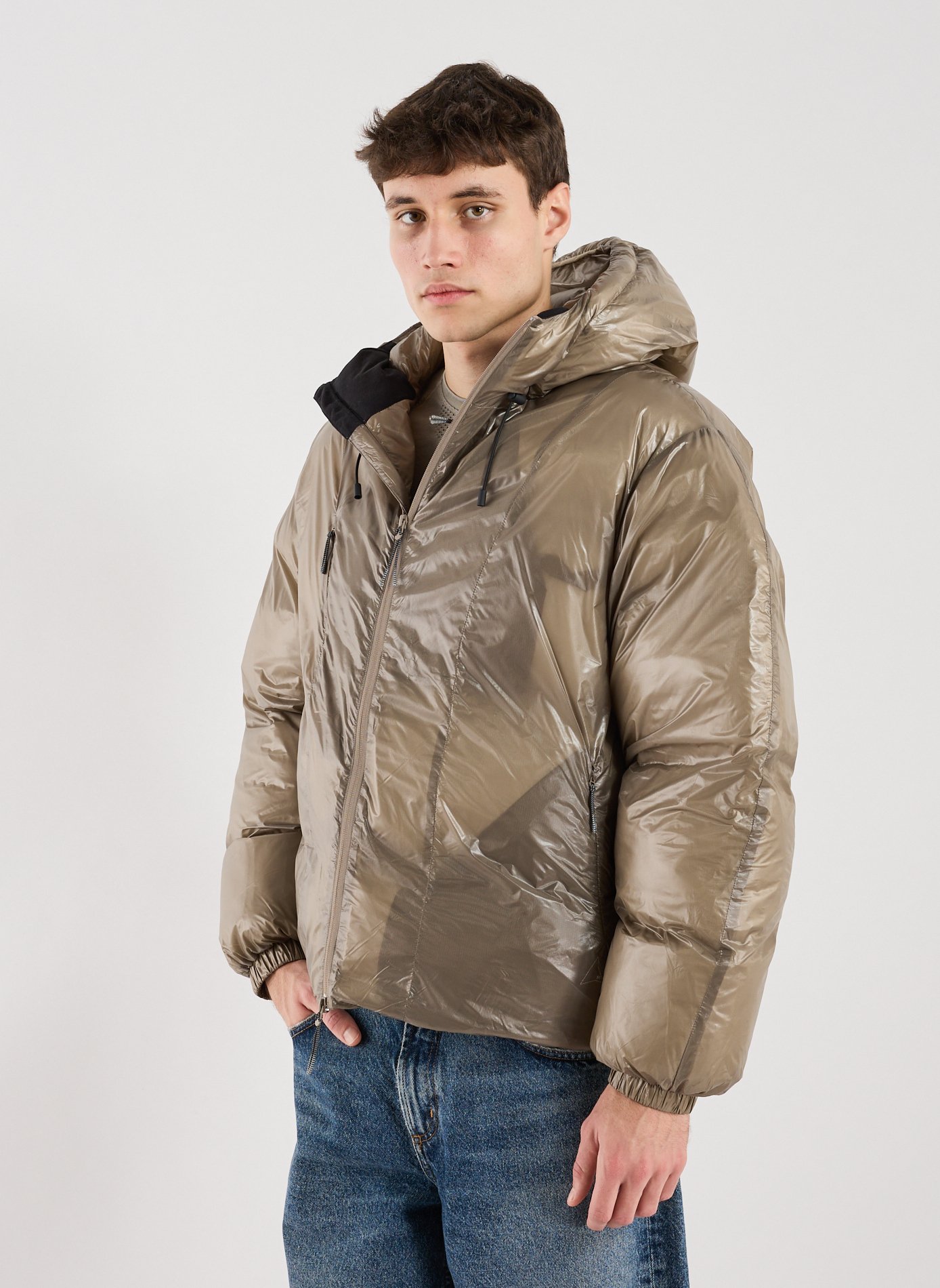 Quilted hooded puffer jacket ROA Brown