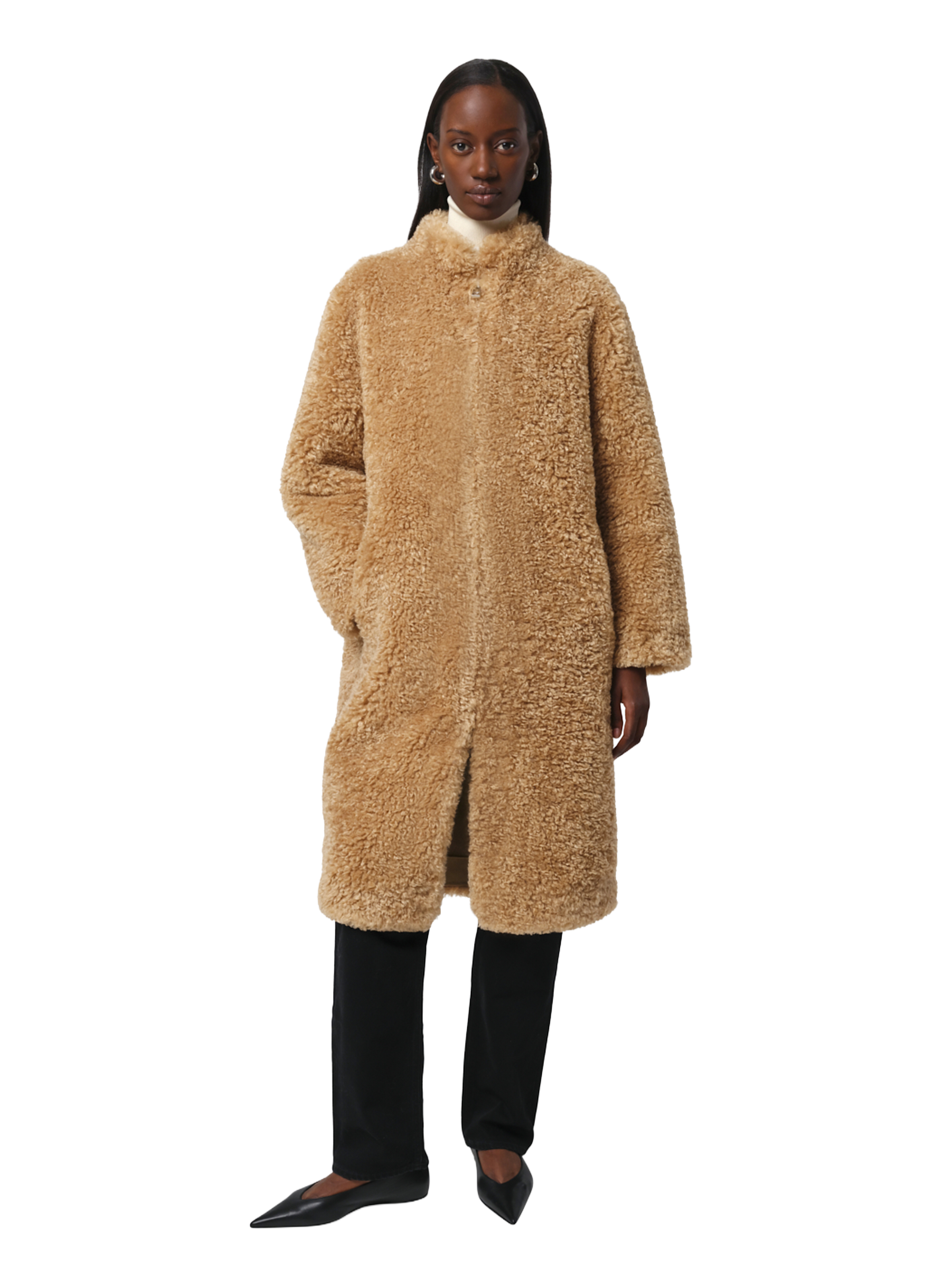 APPARIS Manteau droit shearling Marron
