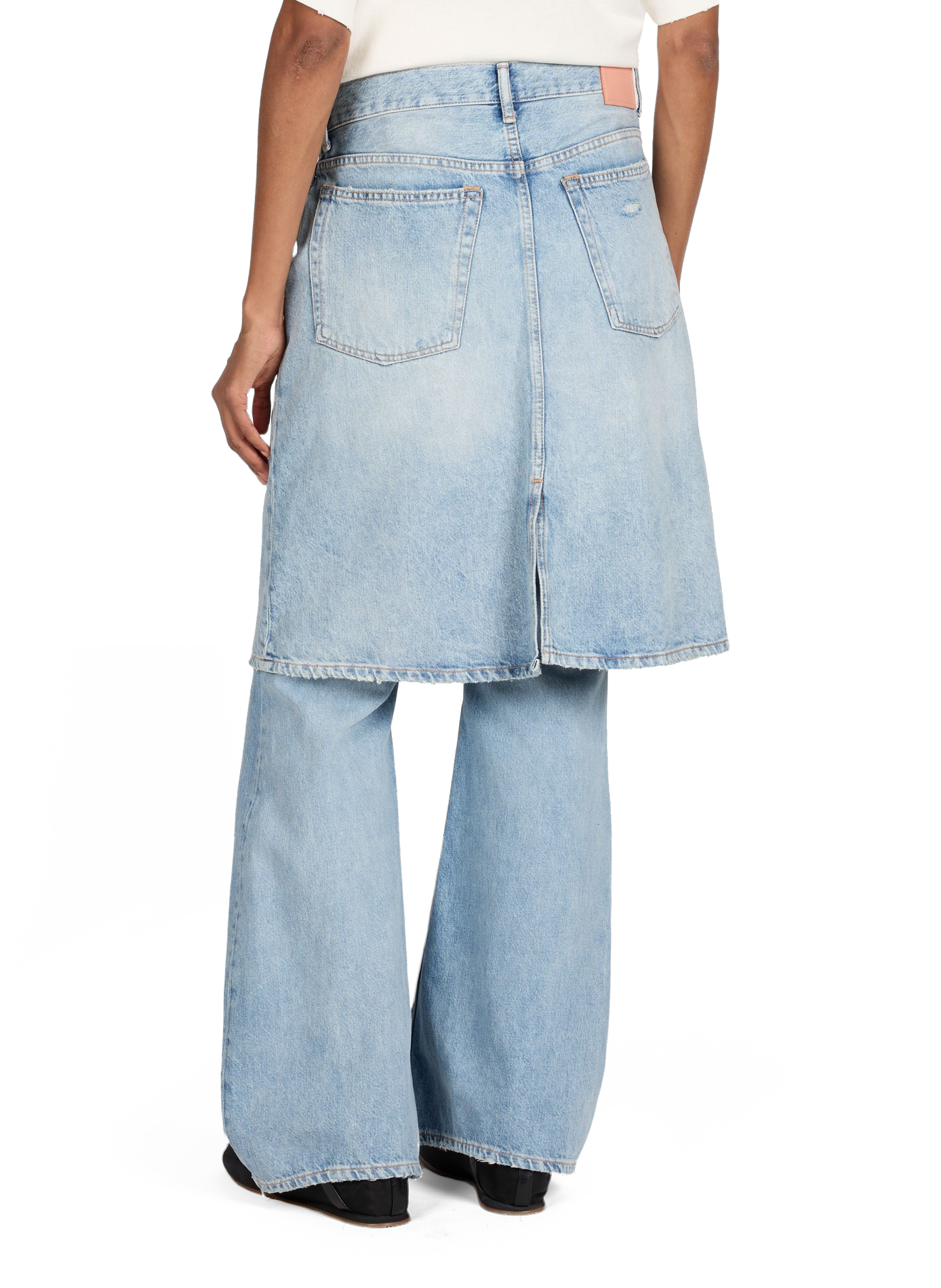 Jean jupe déchiré en coton organique et cuir ACNE STUDIOS Bleu