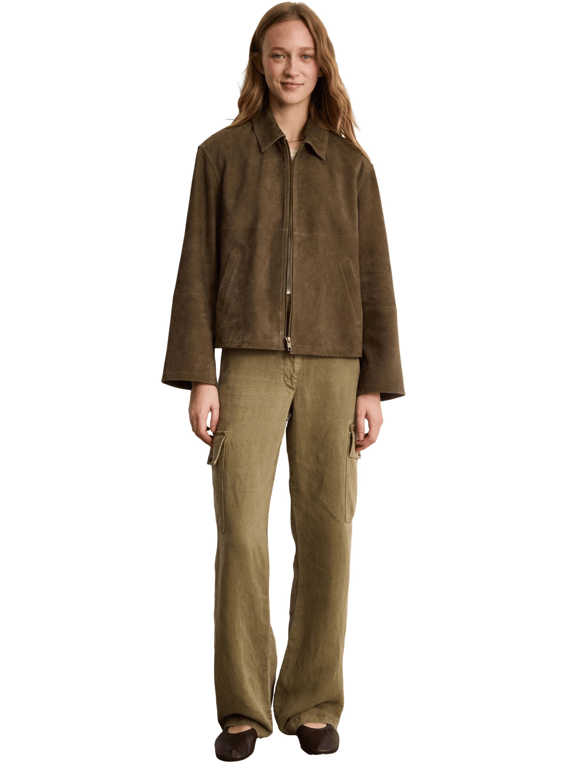 Veste droite en cuir velours - julie PABLO Vert