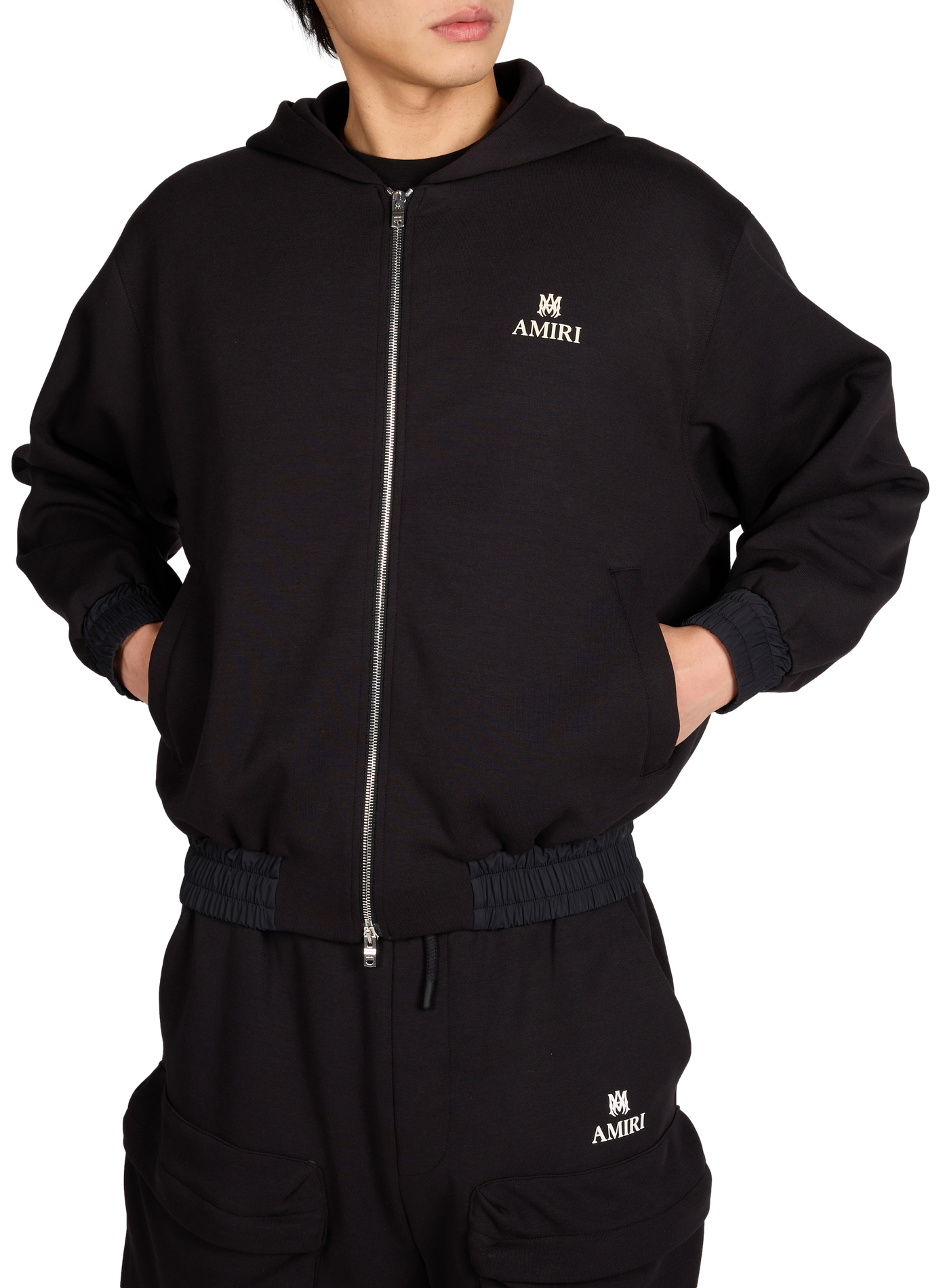 Zip-up hoodie in blended cotton AMIRI Black
