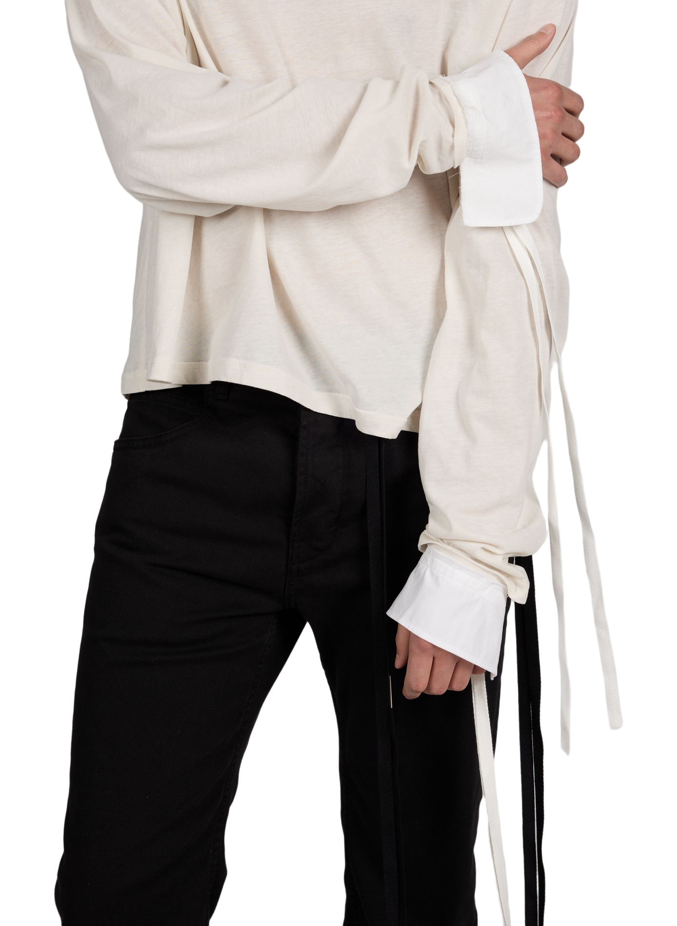 T-shirt Emiliuis à manches extra-longues en coton ANN DEMEULEMEESTER Blanc