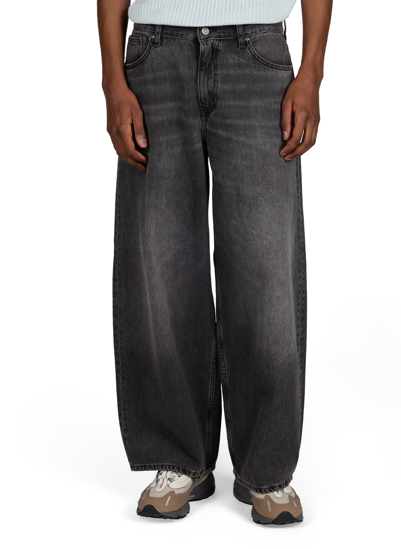 Jeans Lyon large délavé en coton WON HUNDRED Noir