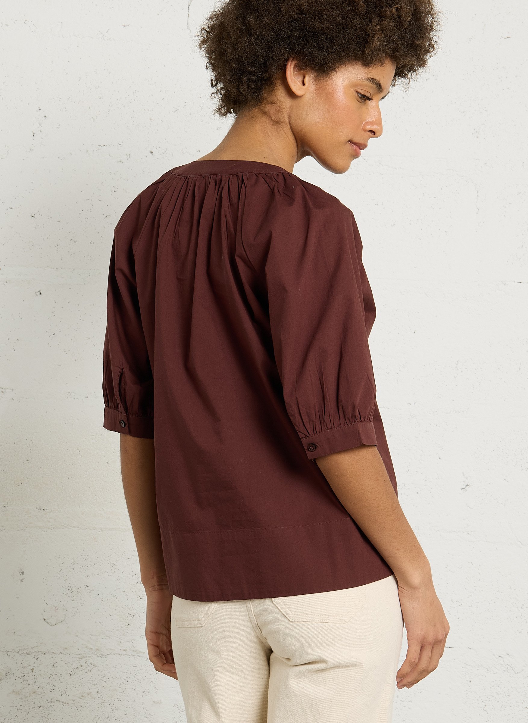 Blouse col tunisien en coton donna MAISON 123 Rouge