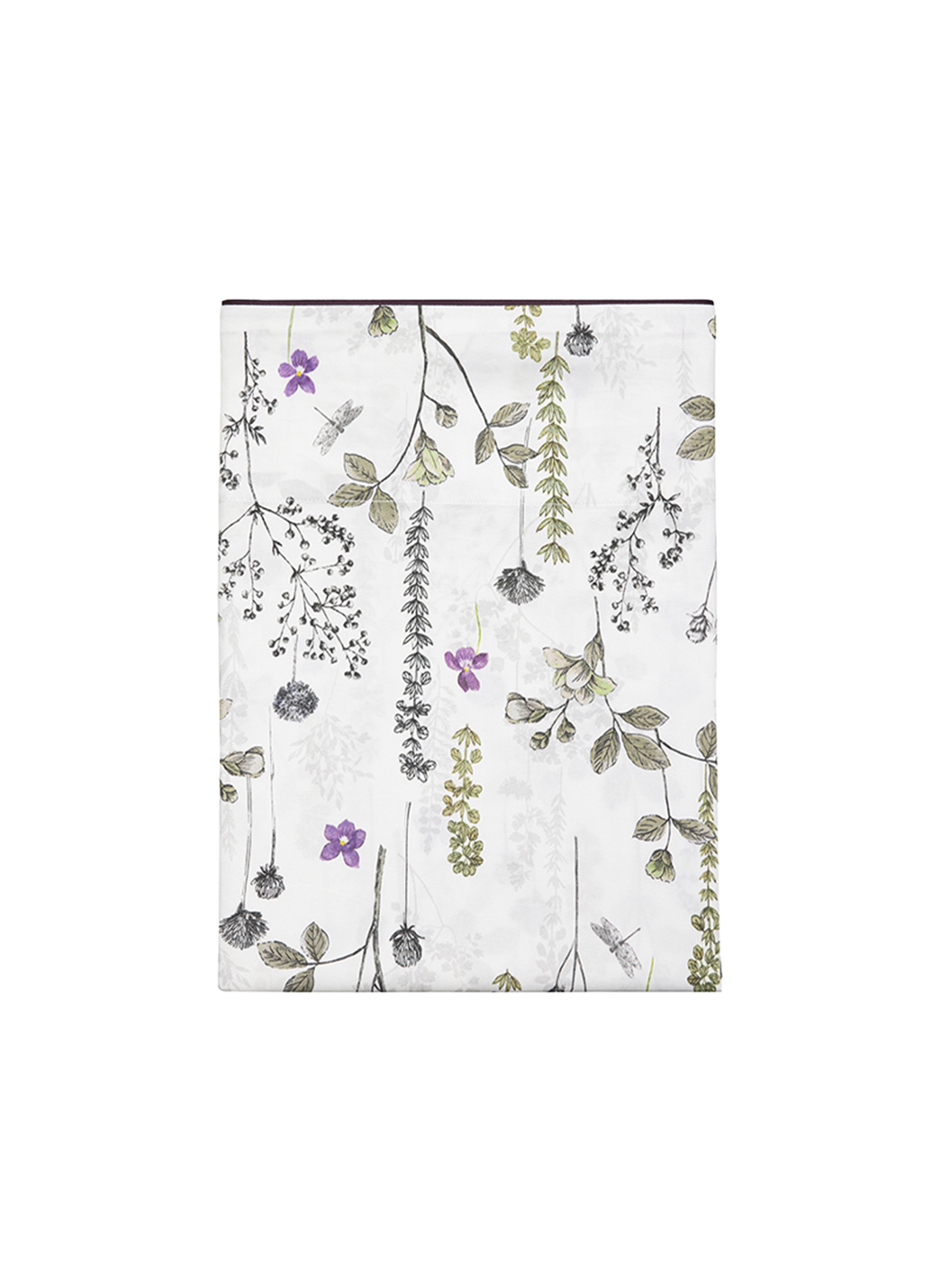 Drap plat imprimé en satin de coton bio, bucolique ALEXANDRE TURPAULT Blanc