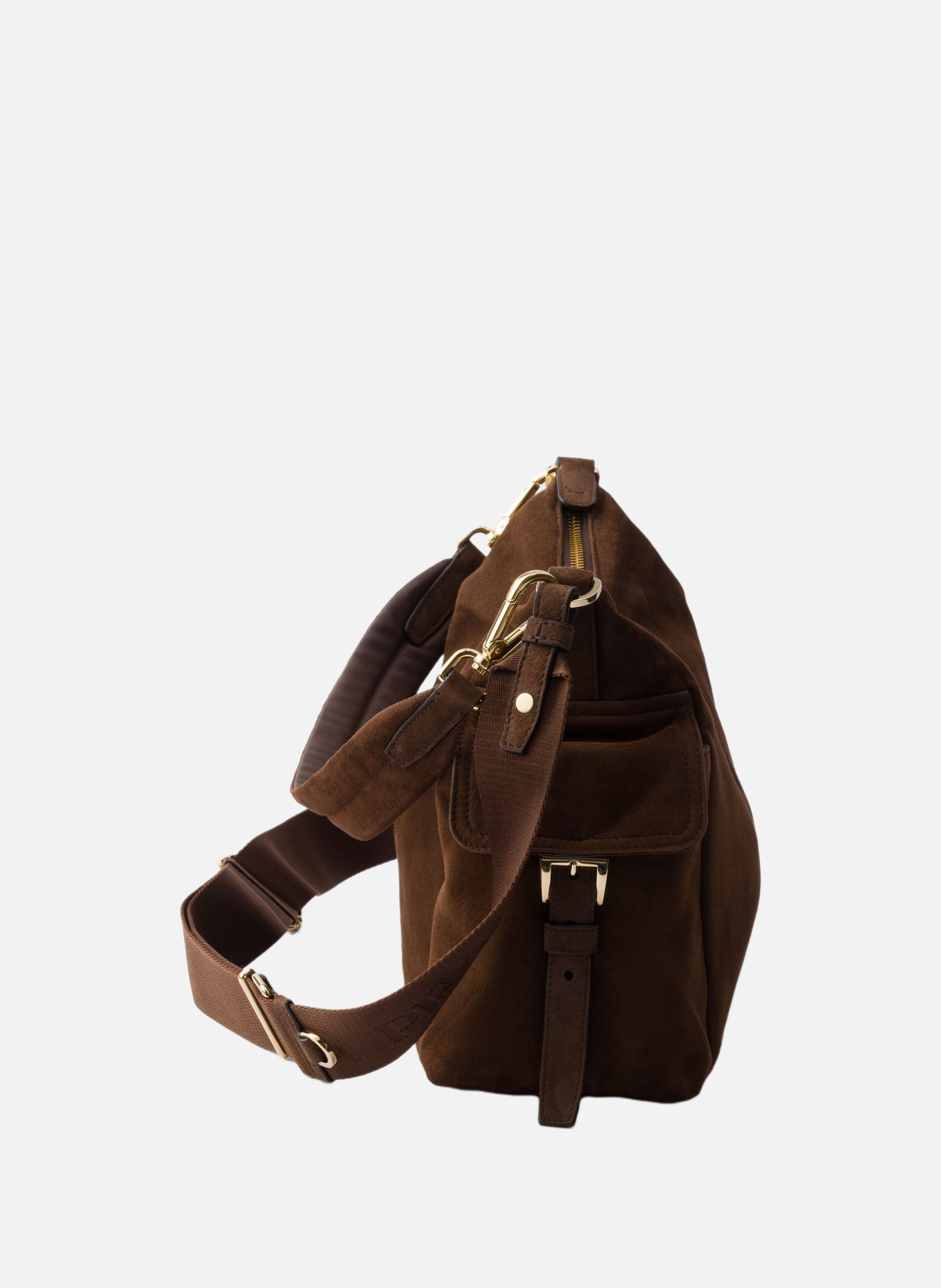 Grand sac prada explore en daim PRADA Marron