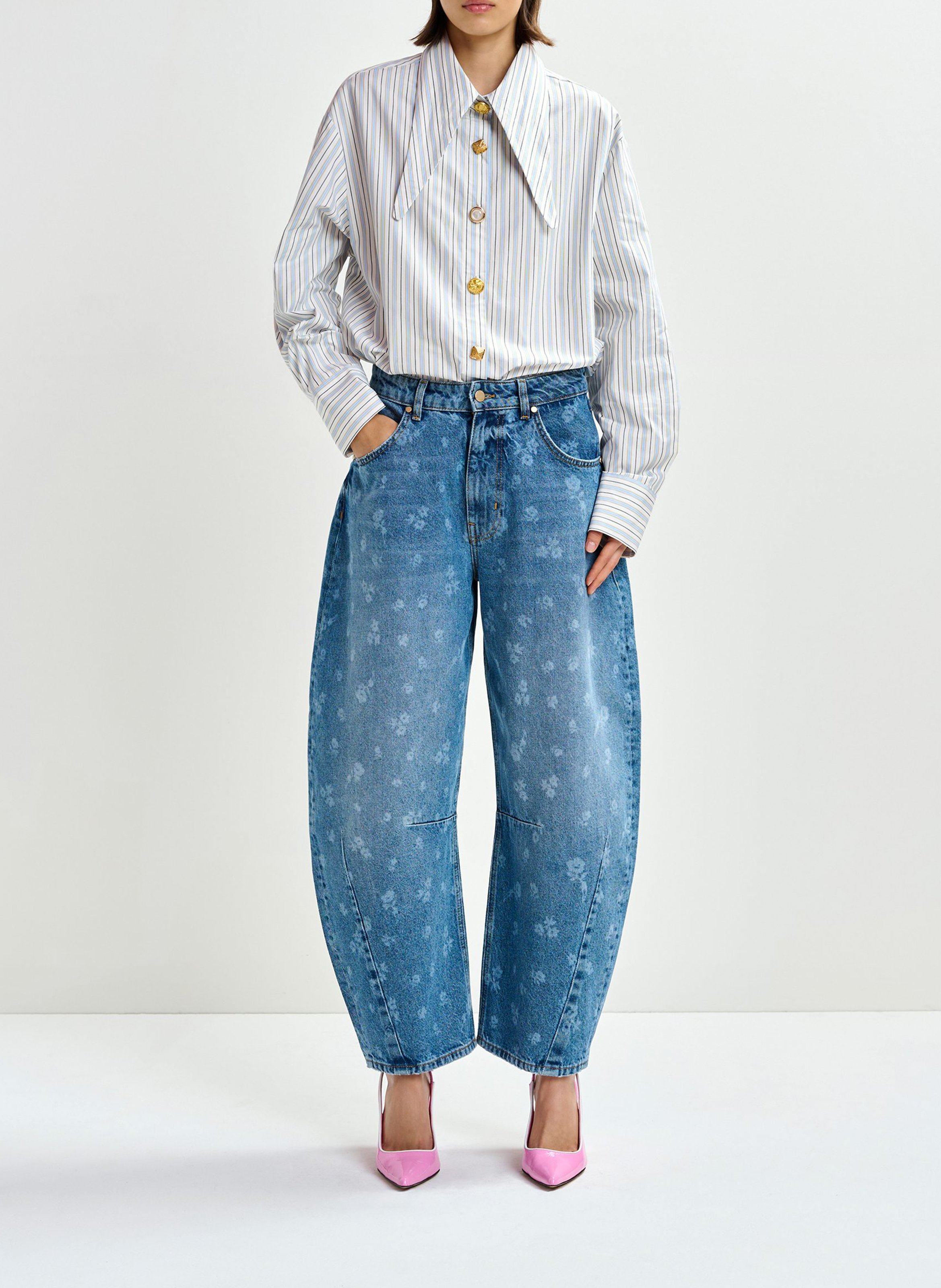Chemise oversize à col rallongé unie jomato ESSENTIEL ANTWERP Blanc