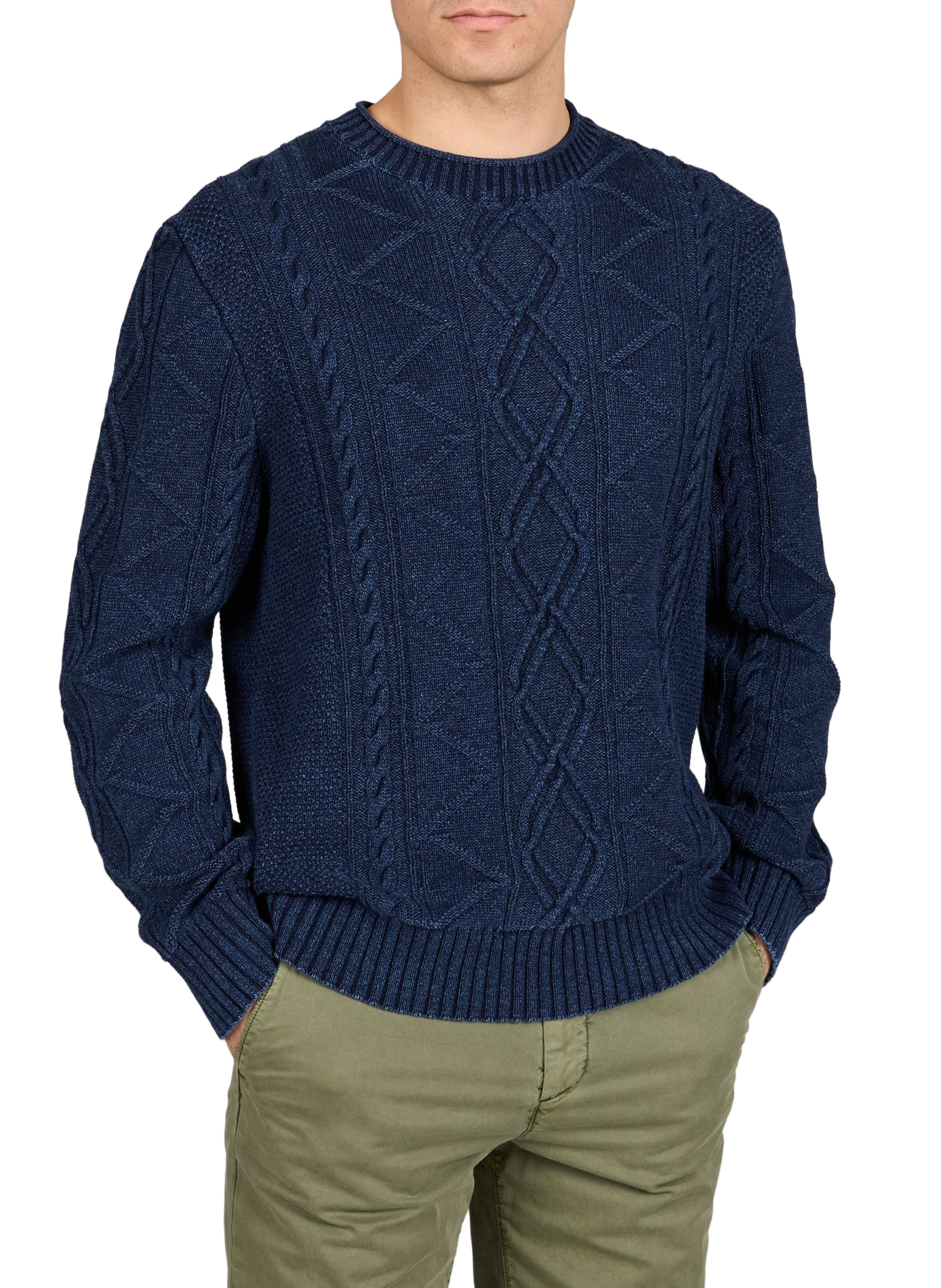 Pull en maille torsadée de coton GANT Bleu